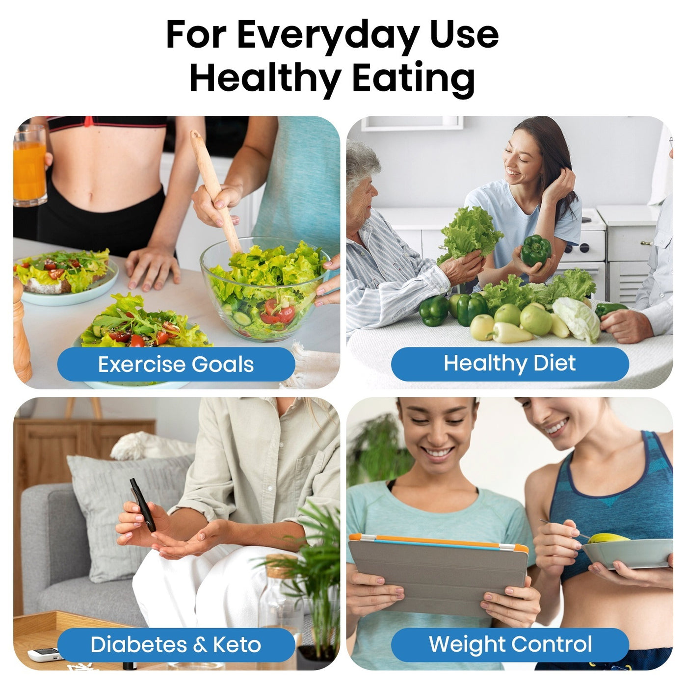 Digital Kitchen Scale with App, Bluetooth Smart Food Weight Scale, Stainless Steel, Metal, 11lbs/5kg