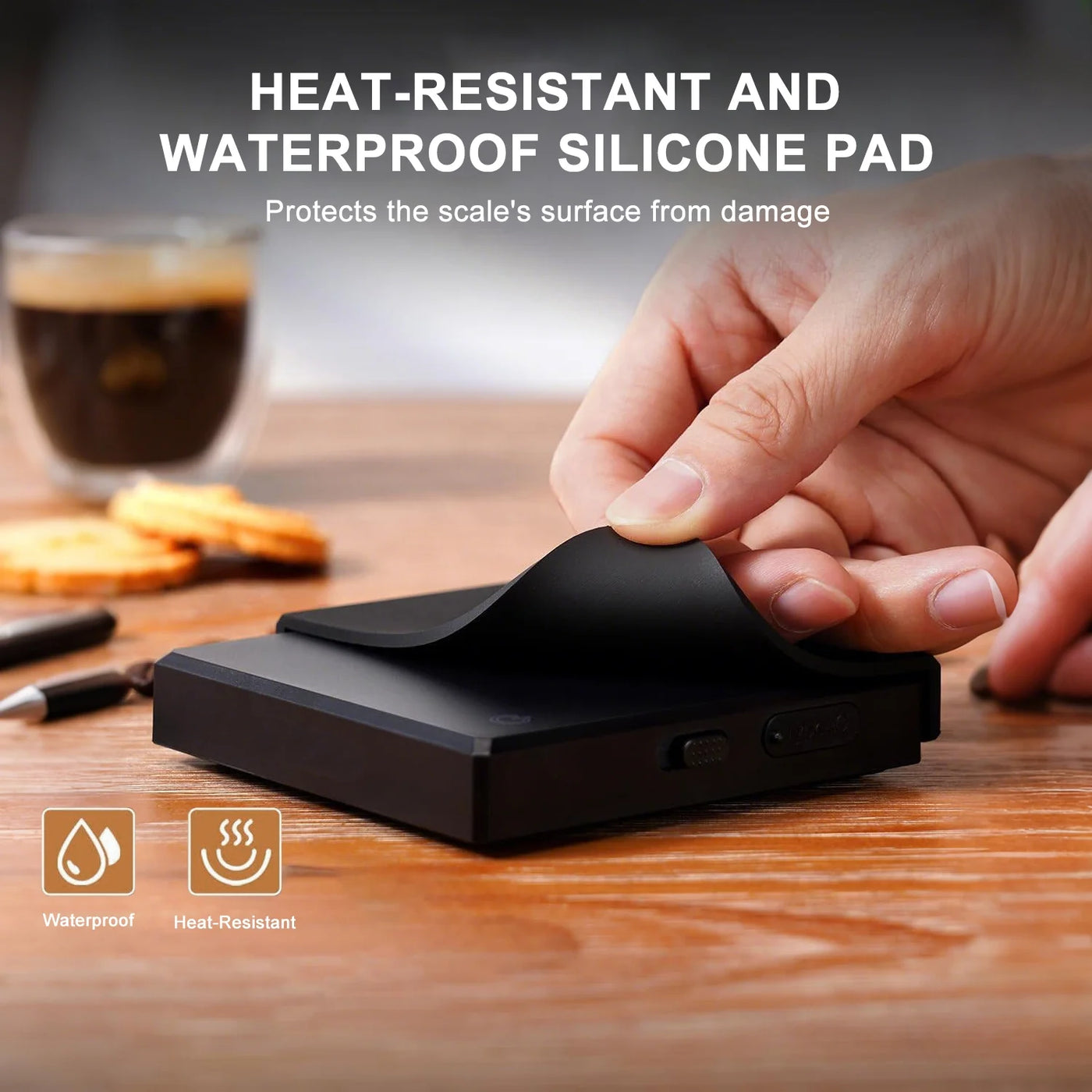 Coffee Scale with Timer, 2kg/0.1g Precision Digital Coffee Scale, USB Rechargeable, for Accurate Kitchen, Food and Portion Weighing
