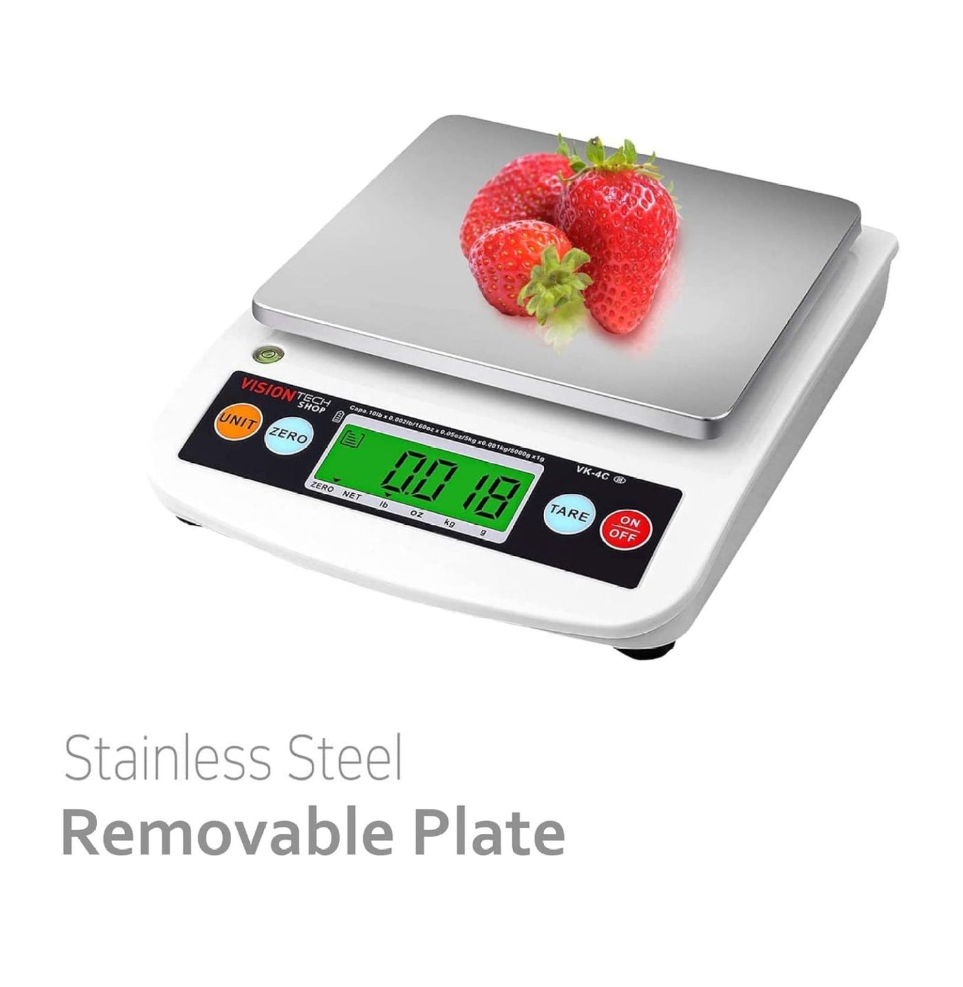4C 0.1g Premium Food Kitchen Scale, Lb/Oz/Kg/g Switchable, Stainless Steel Plate Food Scale, LCD Display with Backlight, 10lb Max Capacity