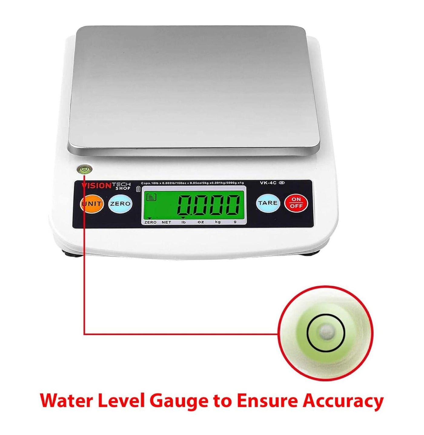 4C 0.1g Premium Food Kitchen Scale, Lb/Oz/Kg/g Switchable, Stainless Steel Plate Food Scale, LCD Display with Backlight, 10lb Max Capacity