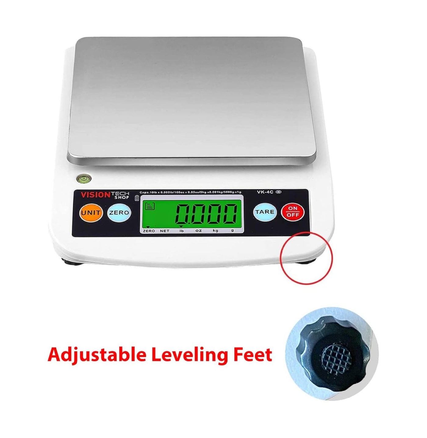 4C 0.1g Premium Food Kitchen Scale, Lb/Oz/Kg/g Switchable, Stainless Steel Plate Food Scale, LCD Display with Backlight, 10lb Max Capacity