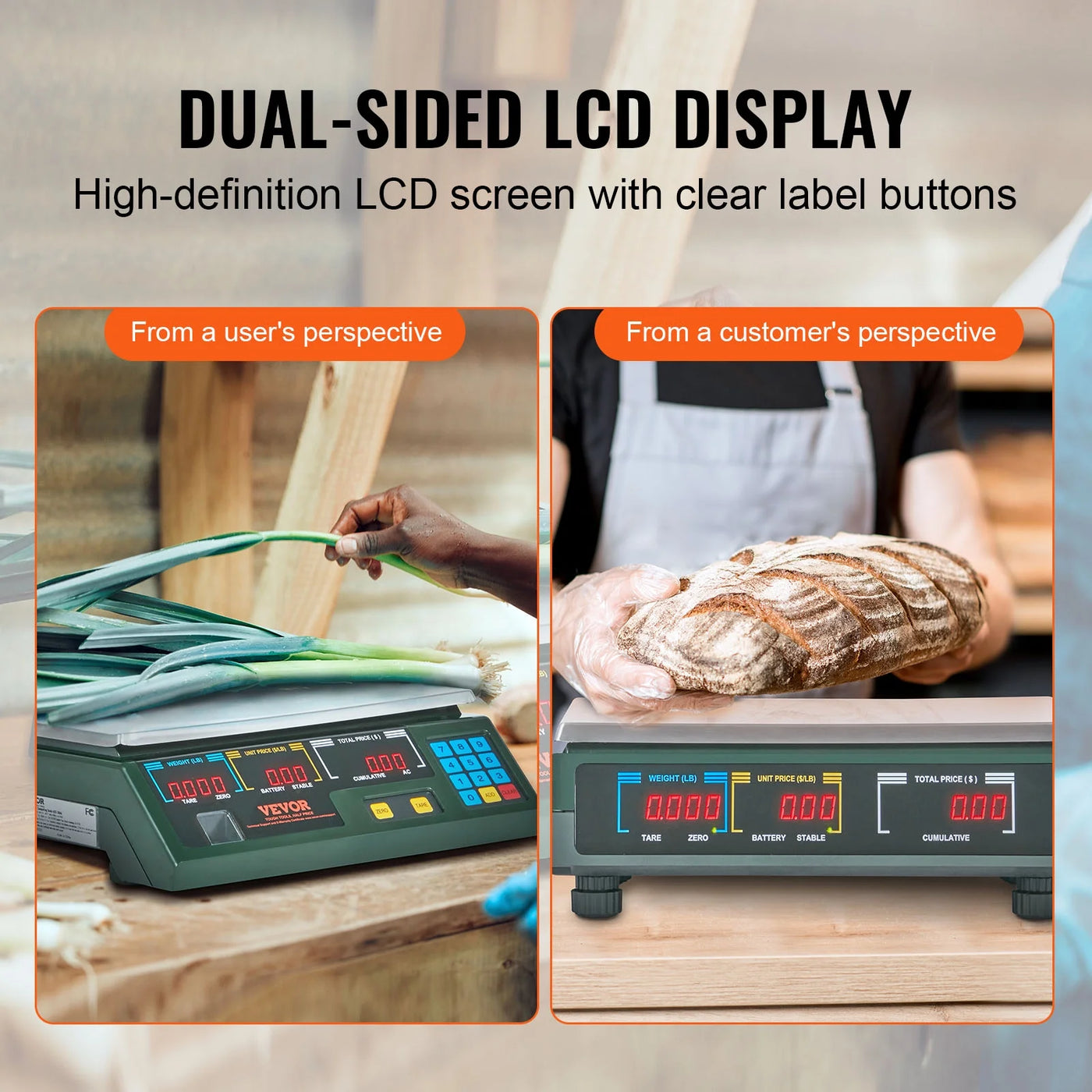 Electronic Price Computing Scale, 66 Lb Digital Deli Weight Scales, LED Digital Commercial Food Fruit Meat Produce Counting Weight