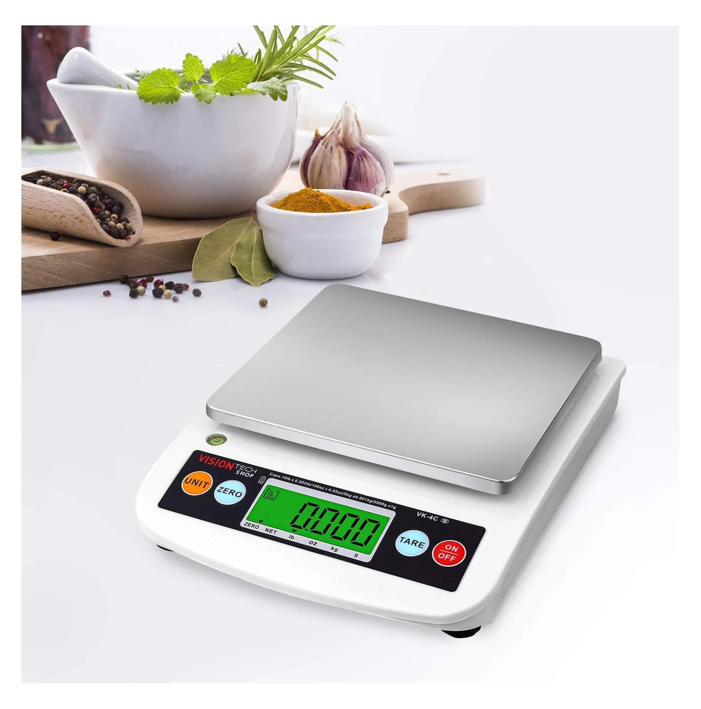 4C 0.1g Premium Food Kitchen Scale, Lb/Oz/Kg/g Switchable, Stainless Steel Plate Food Scale, LCD Display with Backlight, 10lb Max Capacity