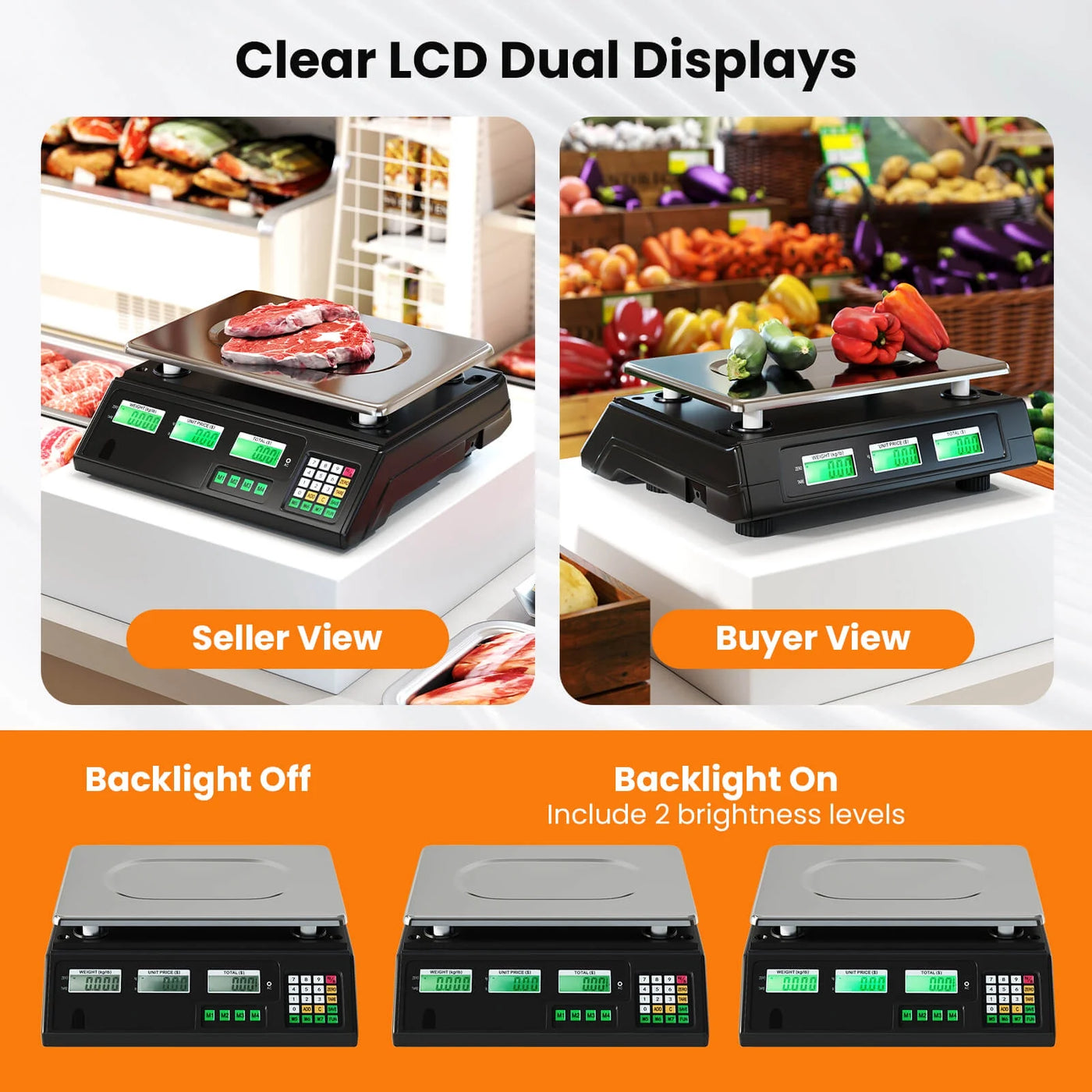 88lb Price Computing Scale with Counting Function, Stainless Steel Platform, for Accurate Kitchen, Food and Portion Weighing