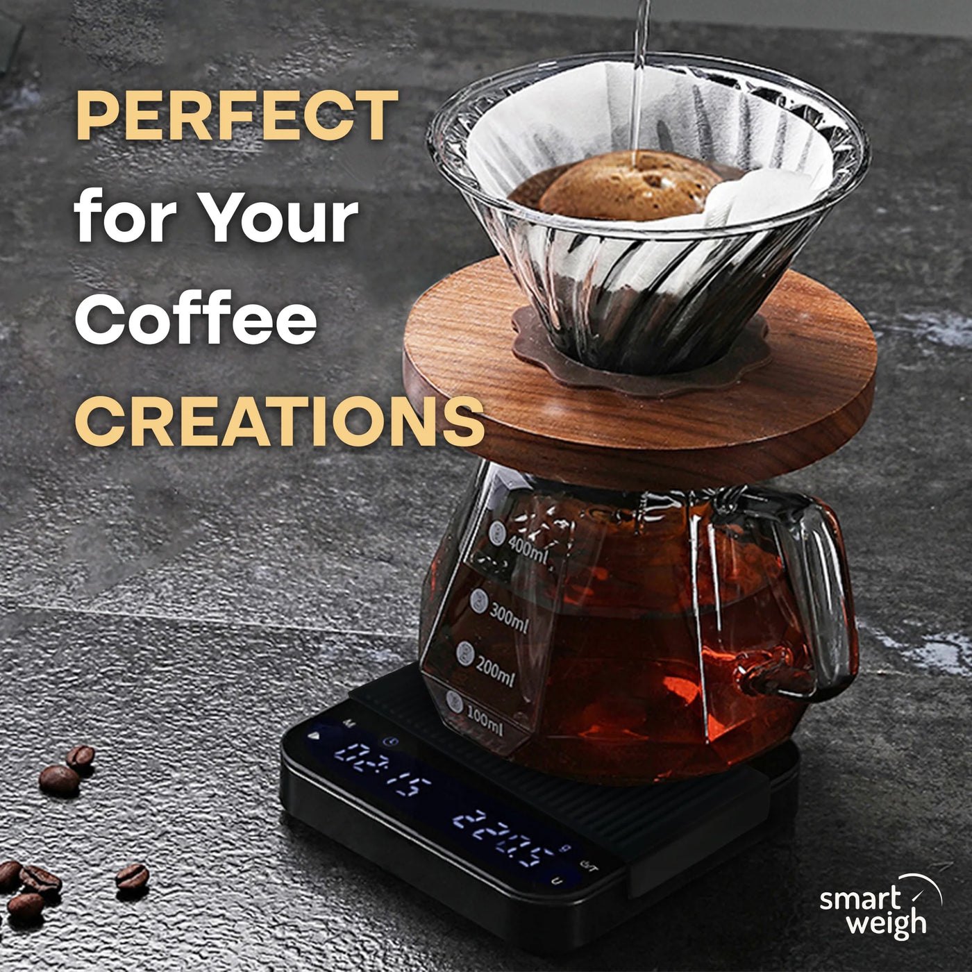 Smart Weigh Coffee Scale 3000g X 0.01g High Precision Sensors Accurate Scale, for Accurate Kitchen, Food and Portion Weighing