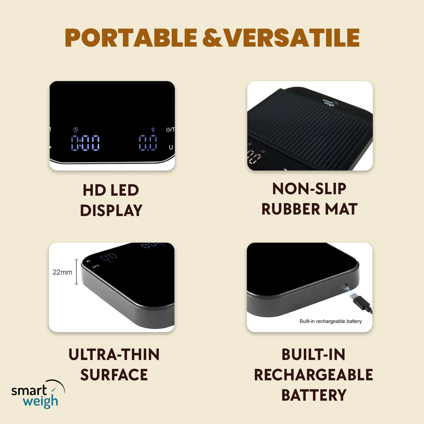 Smart Weigh Coffee Scale 3000g X 0.01g High Precision Sensors Accurate Scale, for Accurate Kitchen, Food and Portion Weighing