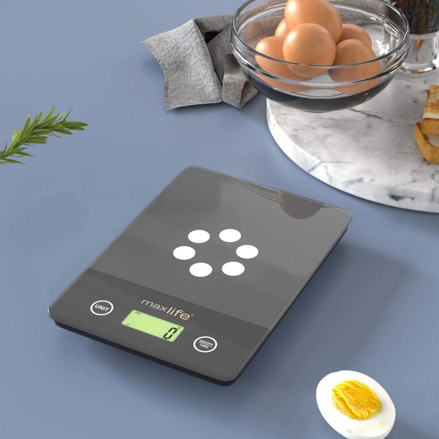 Max Life Digital Scale -tempered Glass, High Accuracy, Tare, Multi-unit Measurement Kitchen Scale, for Accurate Kitchen, Food and Portion Weighing