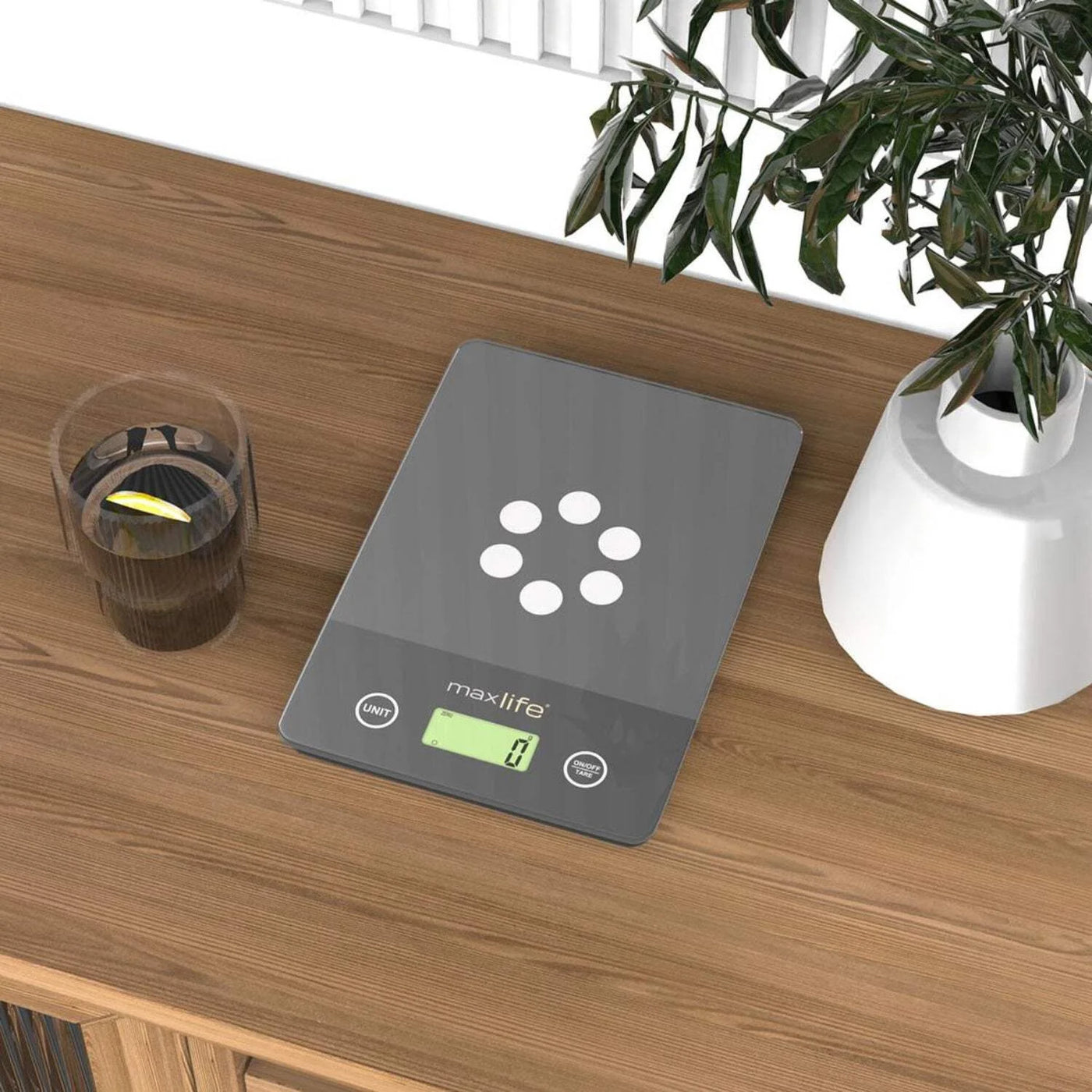 Max Life Digital Scale -tempered Glass, High Accuracy, Tare, Multi-unit Measurement Kitchen Scale, for Accurate Kitchen, Food and Portion Weighing