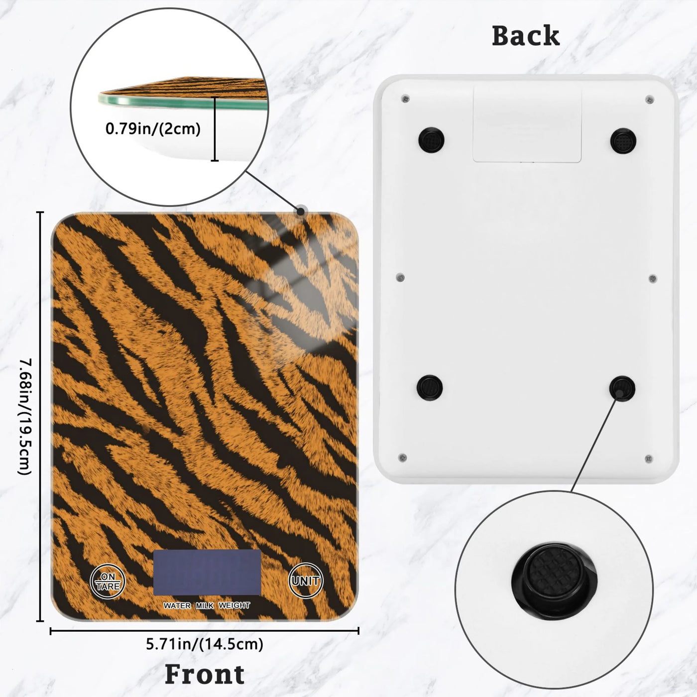 High Precision Digital Kitchen Scale Tempered Glass Food Scale Multifunction Scale Small Kitchen Appliances Tiger Stripes Pattern
