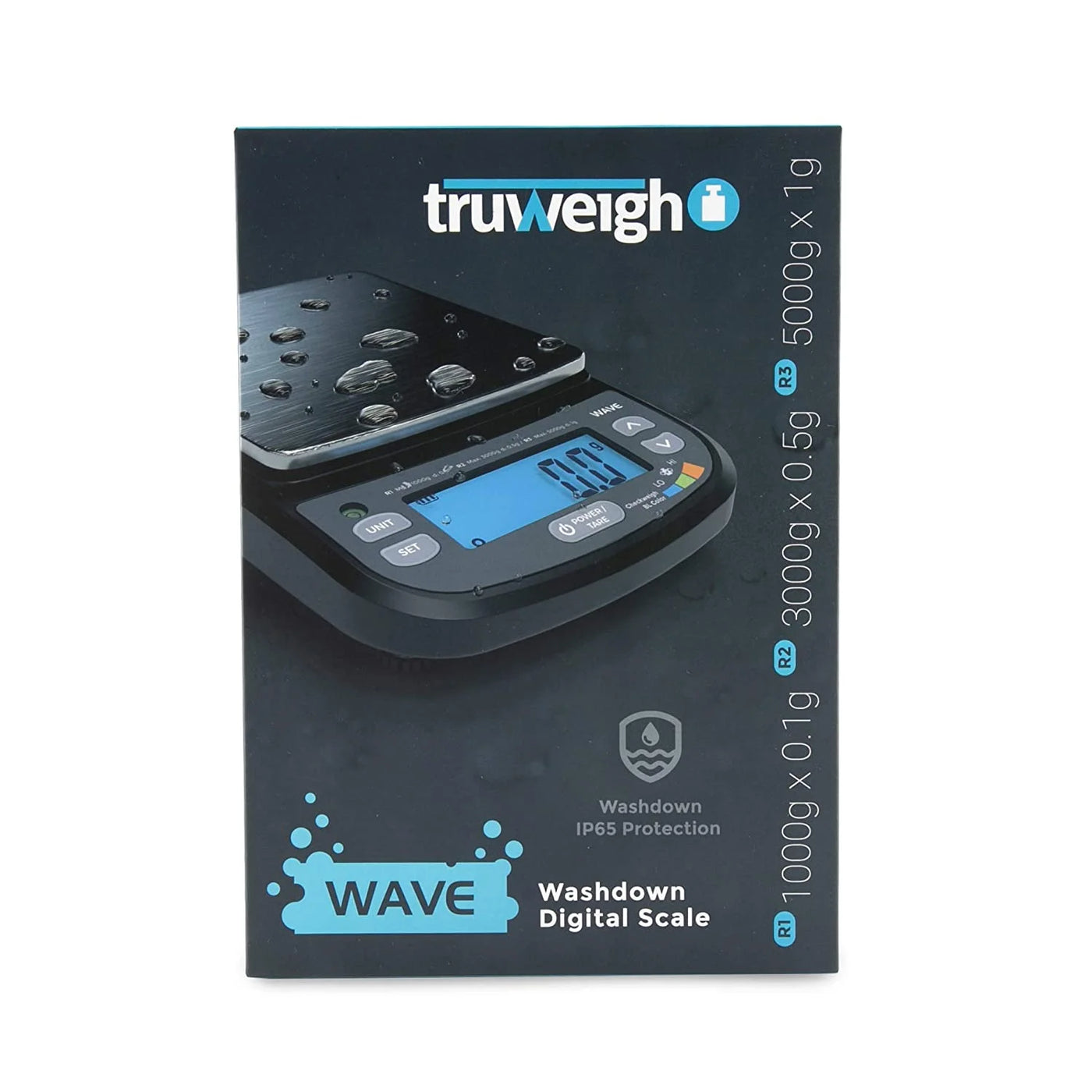 Wave Waterproof Digital Scale (1000g X 0.1g Black), Washdown Ip65 Protection, Waterproof Food Scale, Scientific Digital Scale, Digital Kitchen Scale