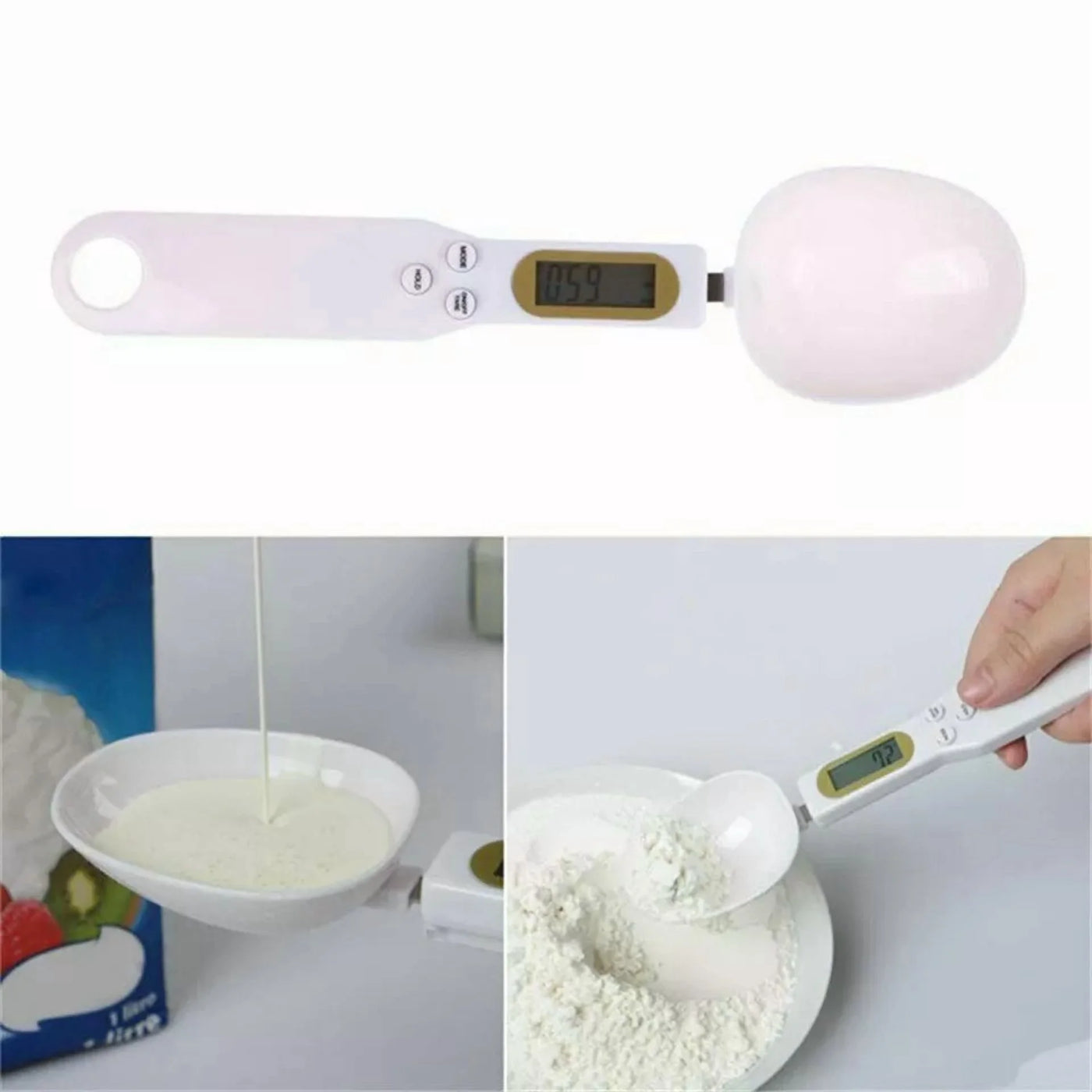 Kitchen Spoon Scale LCD Display Digital Measuring Electronic Weight Gram Scales., for Cooking, Mixing, Serving and Nonstick Cookware