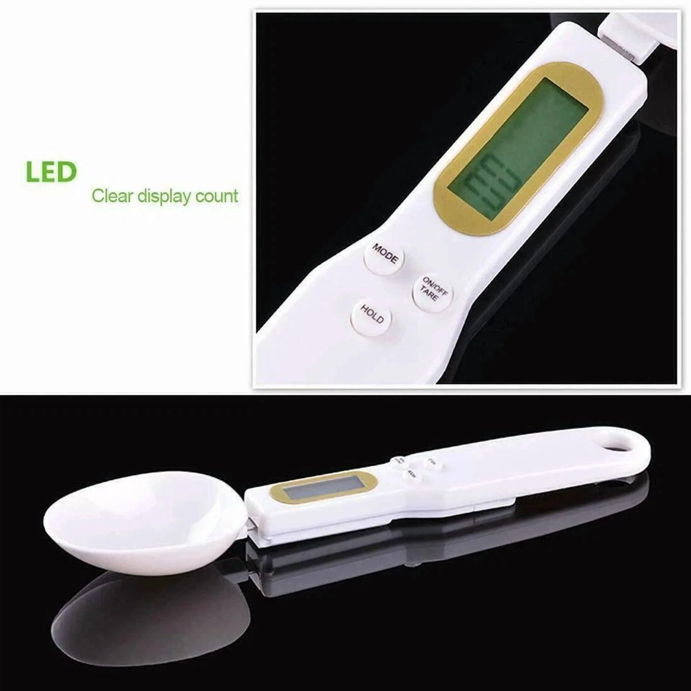 Kitchen Spoon Scale LCD Display Digital Measuring Electronic Weight Gram Scales., for Cooking, Mixing, Serving and Nonstick Cookware