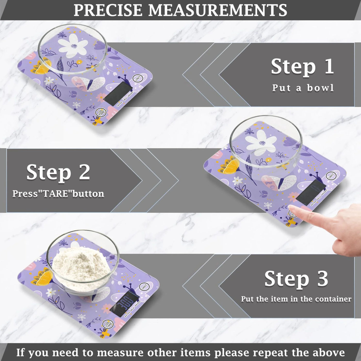 Digital Kitchen Food Scale Weight Grams Oz for Baking Cooking Coffee 11lb 0.05oz/1g Glass Abstract Flowers and Butterflies