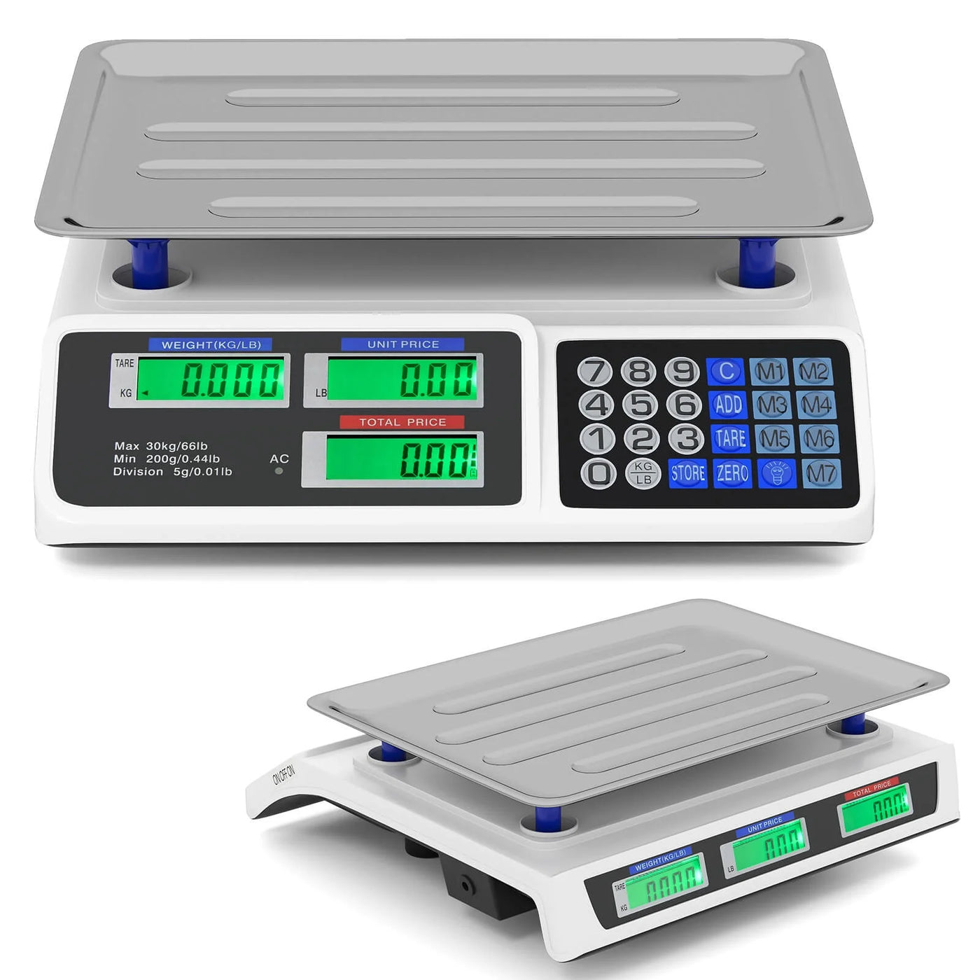 66lb Price Computing Scale with Dual LCD Displays and Rechargeable Battery, for Accurate Kitchen, Food and Portion Weighing