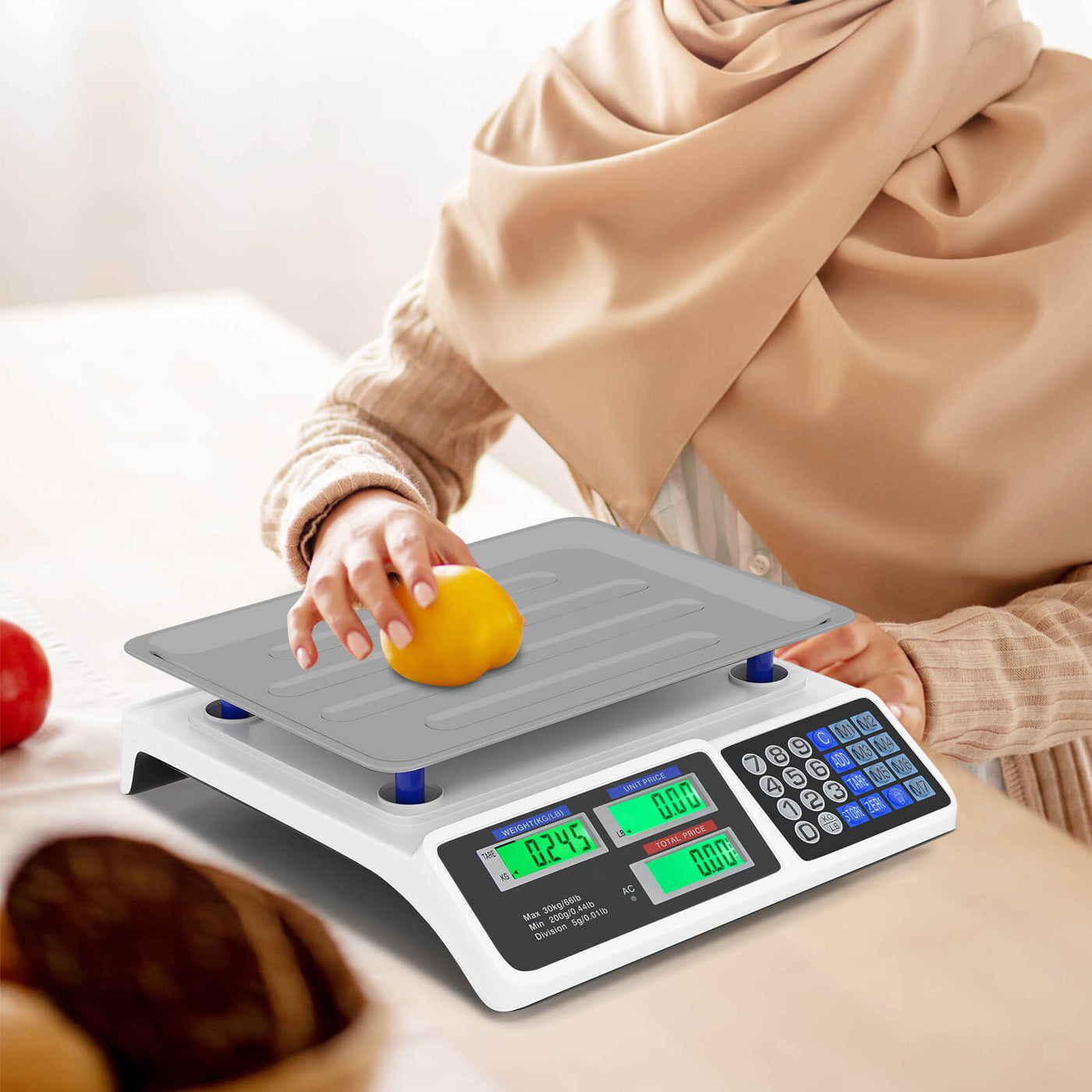 66lb Price Computing Scale with Dual LCD Displays and Rechargeable Battery, for Accurate Kitchen, Food and Portion Weighing