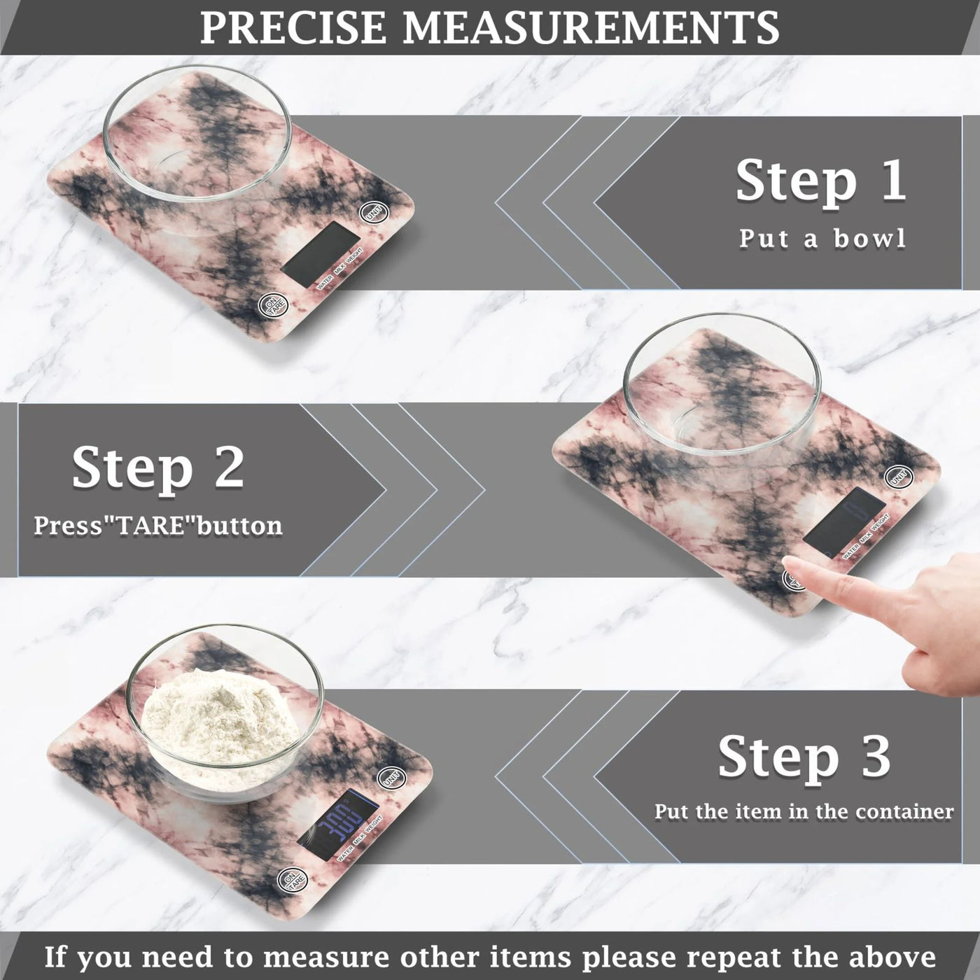High Precision Digital Kitchen Scale Tempered Glass Food Scale Multifunction Scale Small Kitchen Appliances Soft Pink Tie-dye Pattern