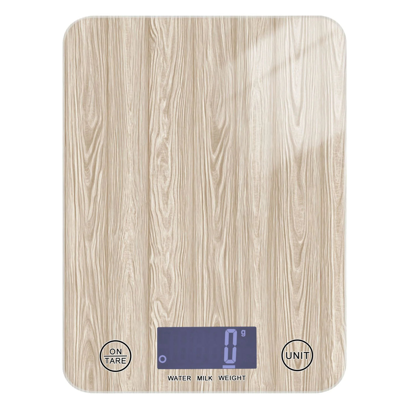 High Precision Digital Kitchen Scale Tempered Glass Food Scale Multifunction Scale Small Kitchen Appliances Beige Wood Grain Pattern