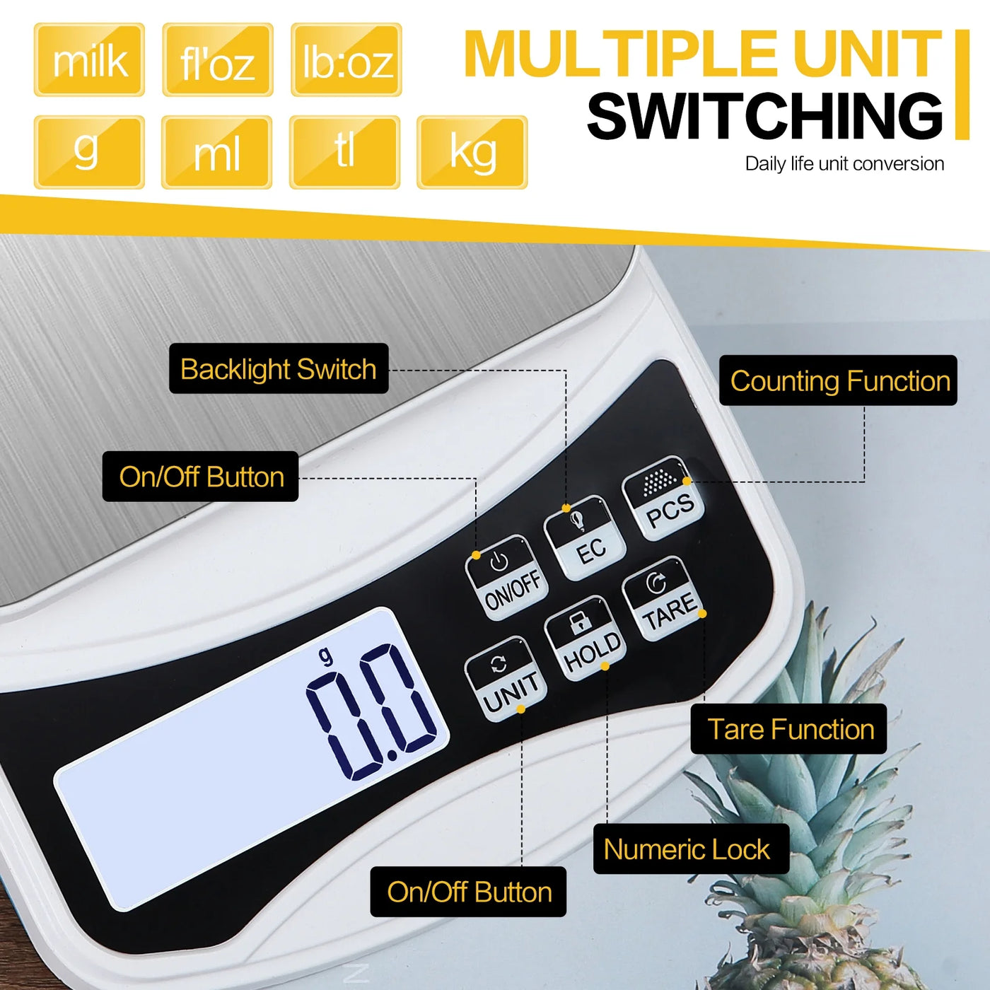Jelloo 5000g X 0.01g Rechargeable Digital Lab Scale, LCD Display Precision Analytical Balance, Jewelry and Scientific Scale for Laboratory