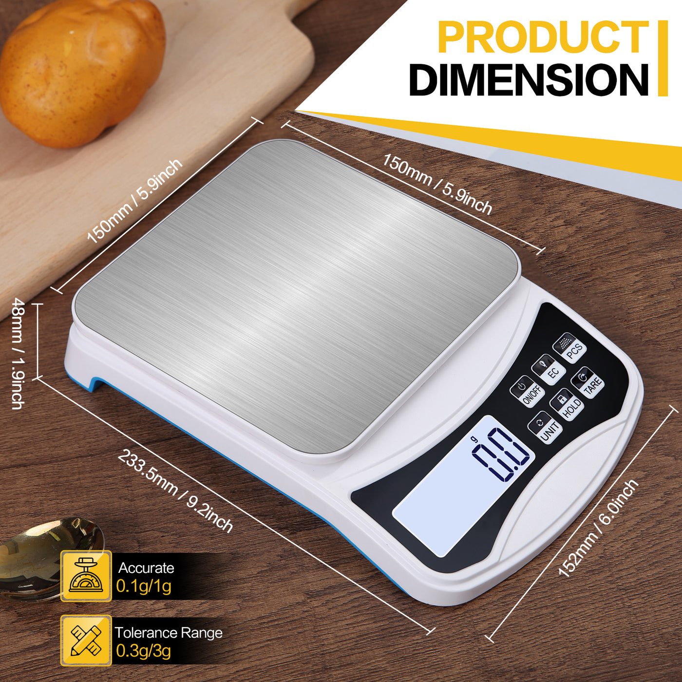 Jelloo 5000g X 0.01g Rechargeable Digital Lab Scale, LCD Display Precision Analytical Balance, Jewelry and Scientific Scale for Laboratory