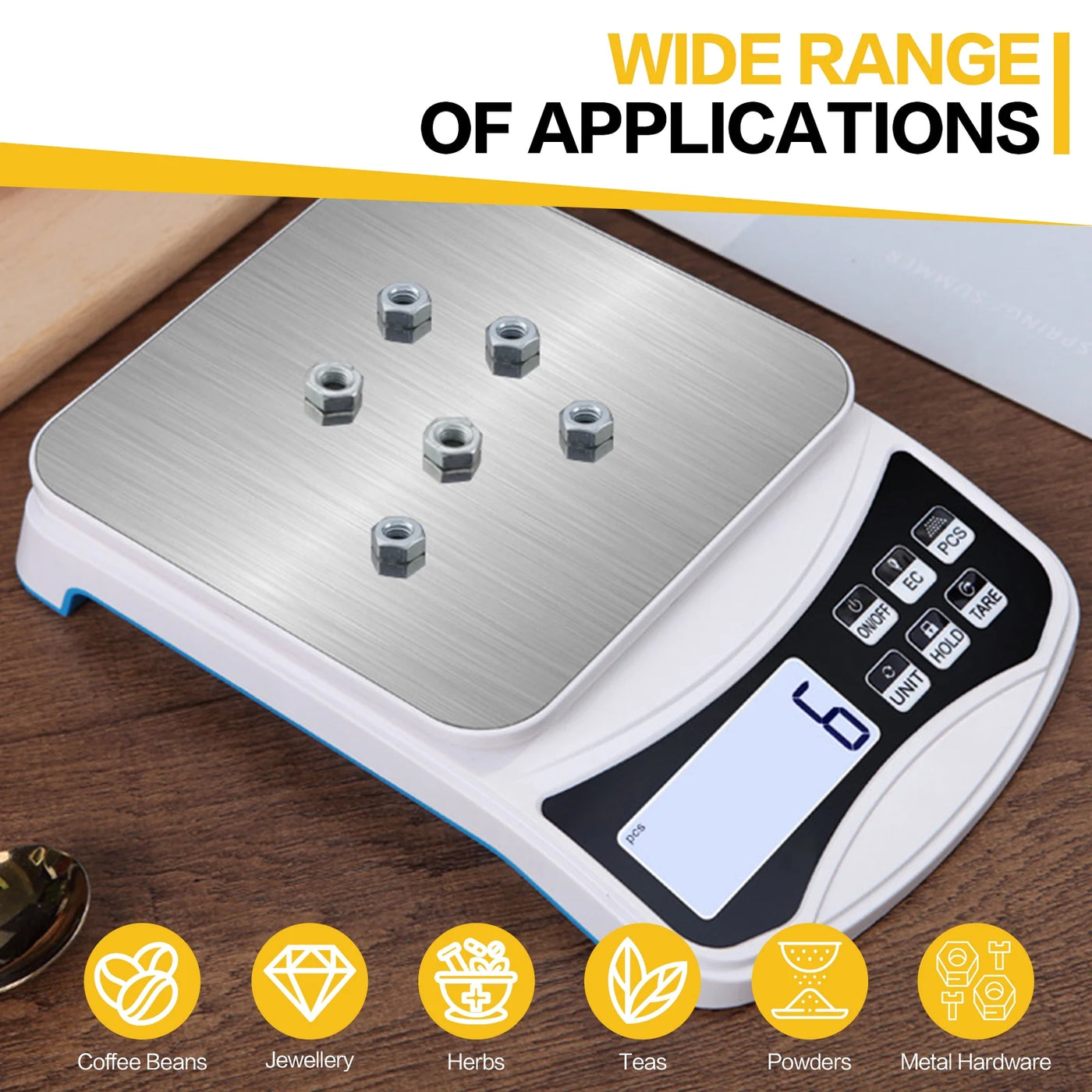 Jelloo 5000g X 0.01g Rechargeable Digital Lab Scale, LCD Display Precision Analytical Balance, Jewelry and Scientific Scale for Laboratory