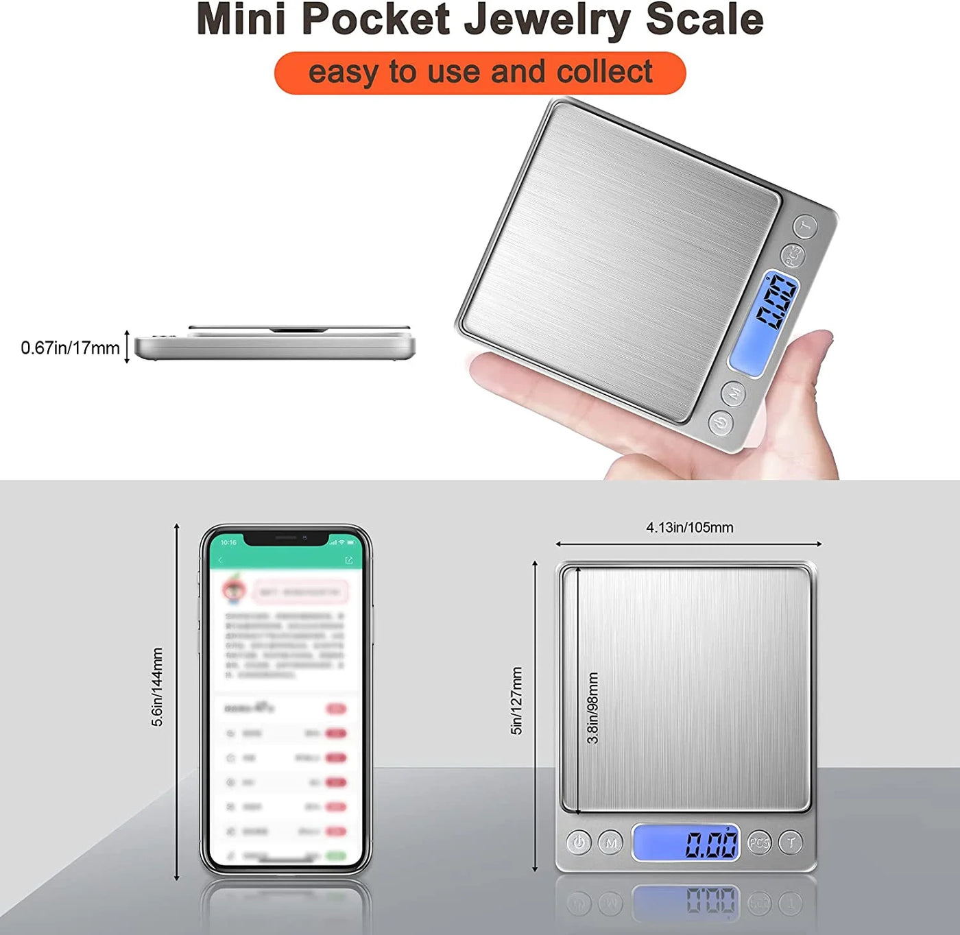 Gram Scale Small Digital Food Scale, 500g By 0.01Gram/0.001Ounce, Accurate Weighting, Multifunction Kitchen Scale for Jewelry/Baking/Soap, 9 Units