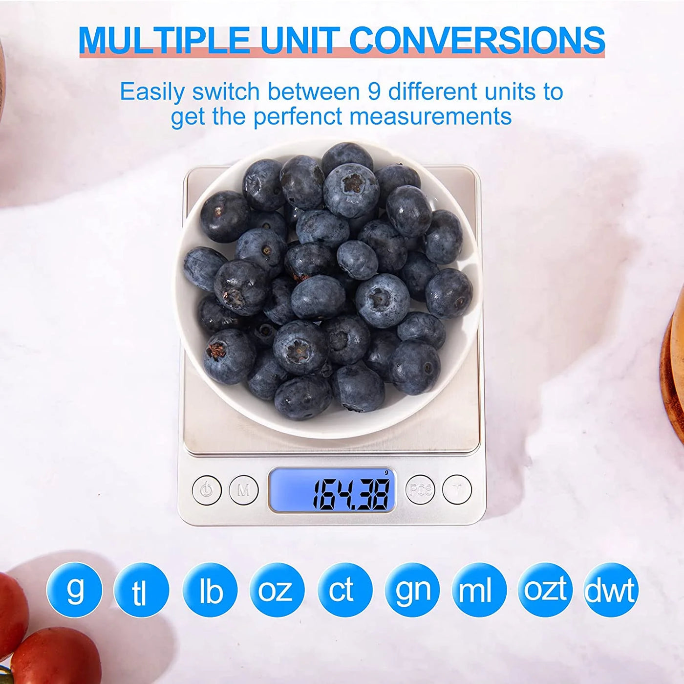 Gram Scale Small Digital Food Scale, 500g By 0.01Gram/0.001Ounce, Accurate Weighting, Multifunction Kitchen Scale for Jewelry/Baking/Soap, 9 Units