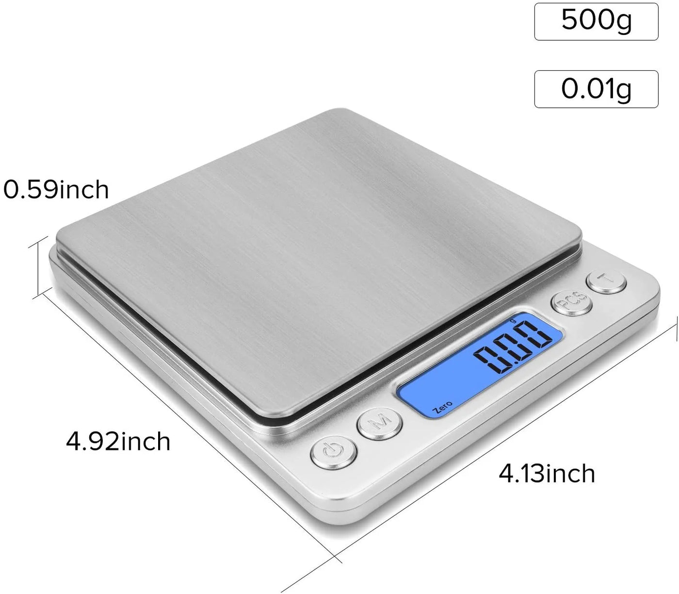 Somnr 500g/ 0.01g Small Pocket Jewelry Scale, Digital Kitchen Scale with 2 Trays, Stainless Steel Gram Scales Weight Gram and Oz, Digital Herb Scale