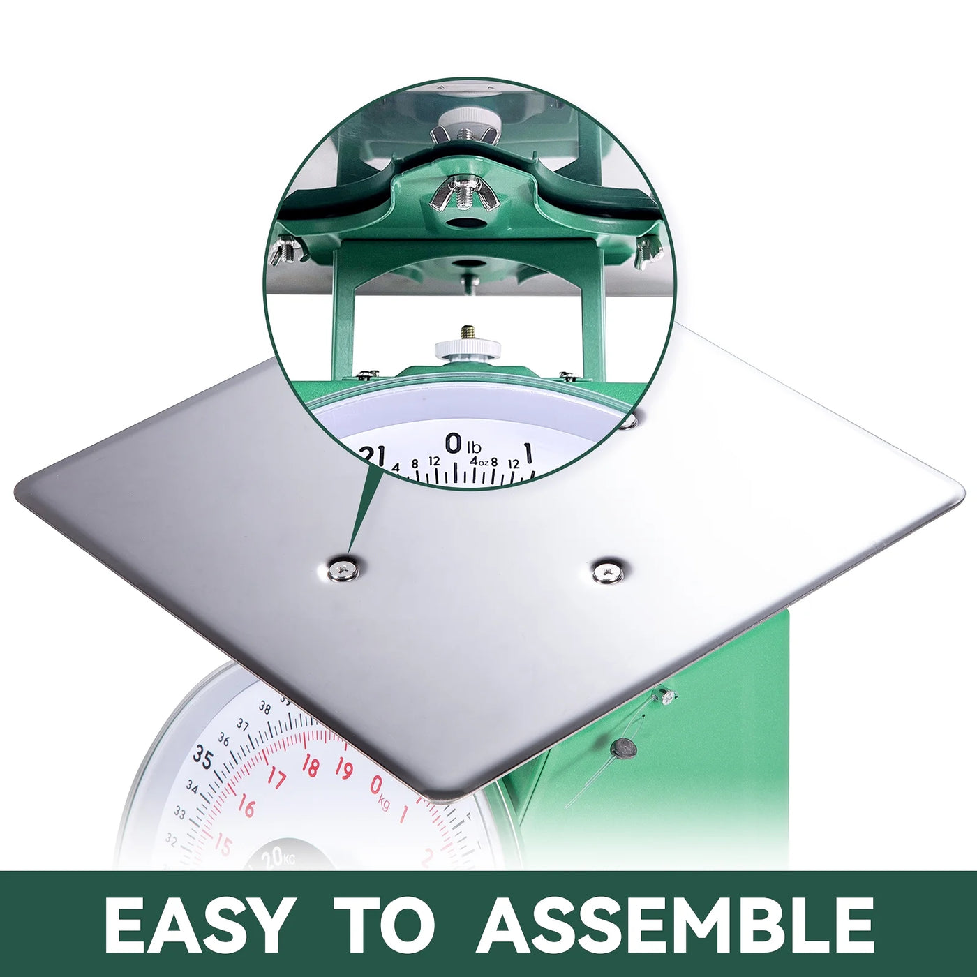 44lb Heavy Duty Mechanical Kitchen and Food Scale Dial Scale with Stainless Steel Platform Green, for Accurate Kitchen, Food and Portion Weighing
