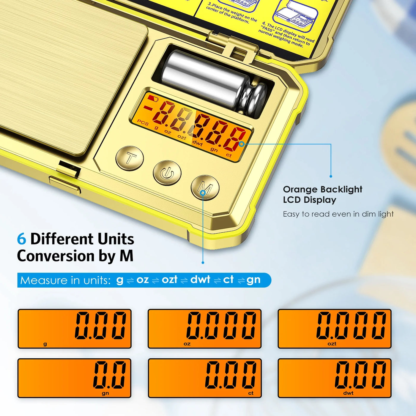 Digital Scale, Amir Digital Pocket Scale 200g/0.01g High-precision Scale with 50g Calibration 6 Units LCD Display Tare Function Gram Scale for Kitchen