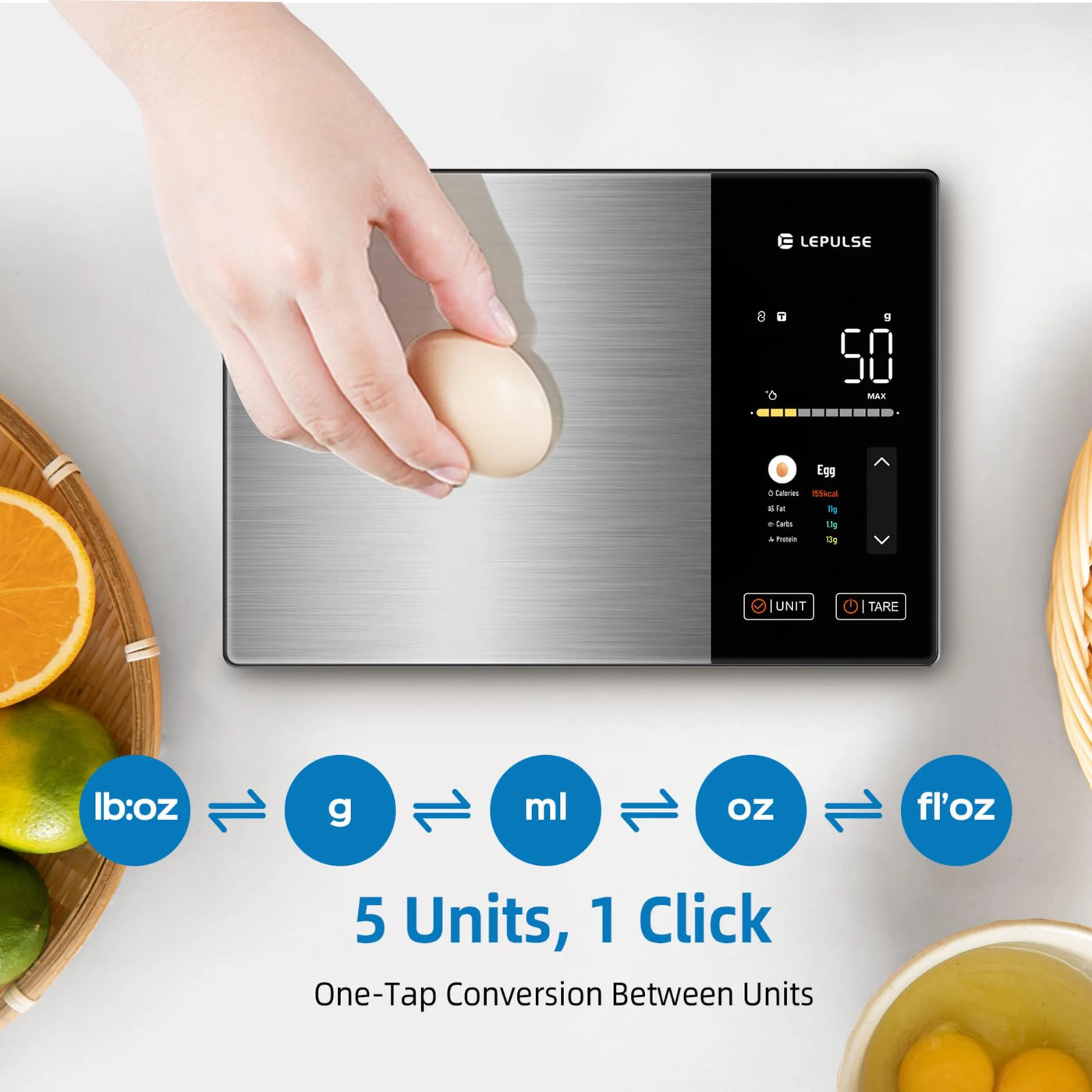 Food Scale with Nutritional Calculator, Smart Digital Kitchen Scale for Weight Loss, App with 23 Nutrients Tracking, Calorie, Fat, Carbs