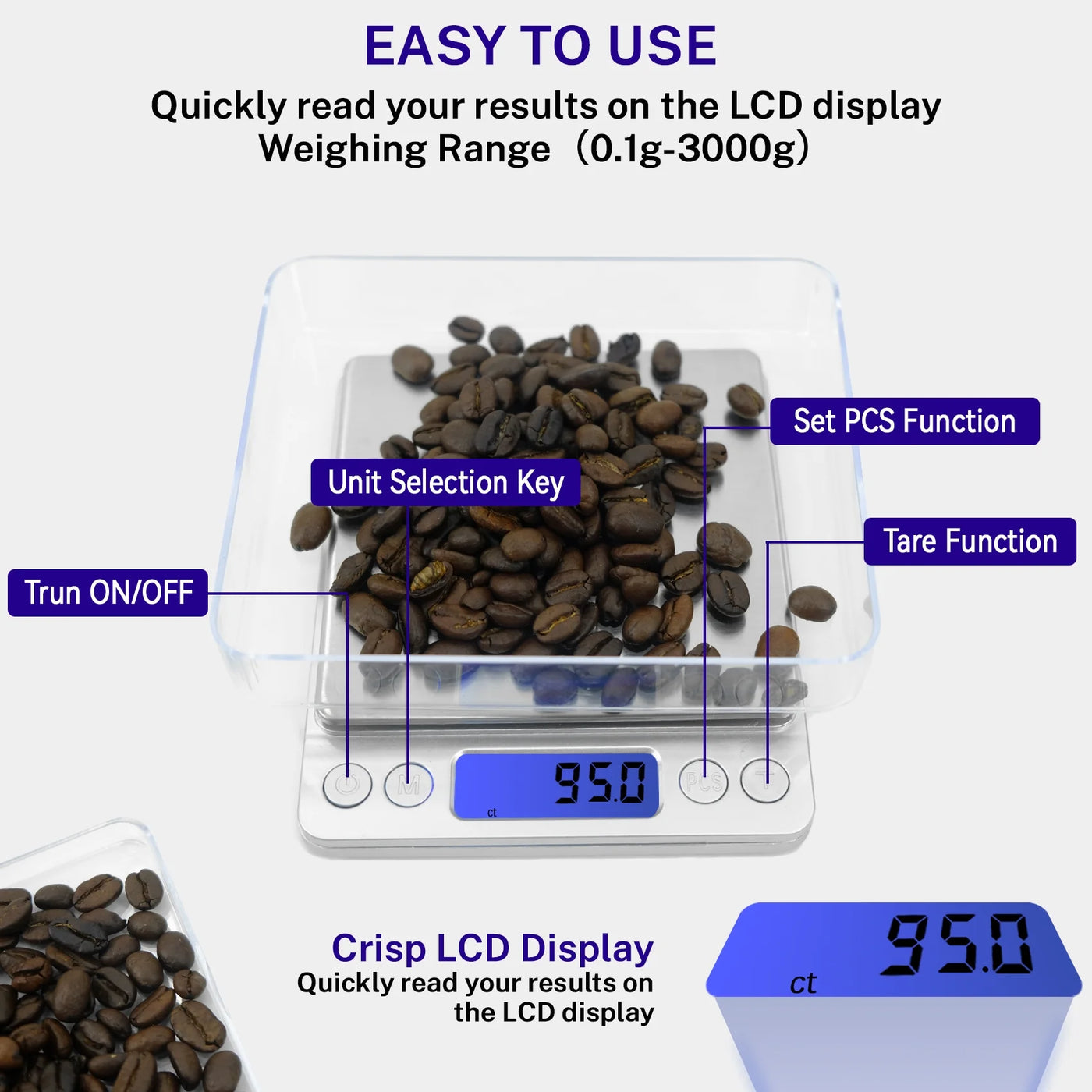Digital Kitchen Scale High Precision Food Scale Grams and Ounces for Cooking Baking, for Accurate Kitchen, Food and Portion Weighing