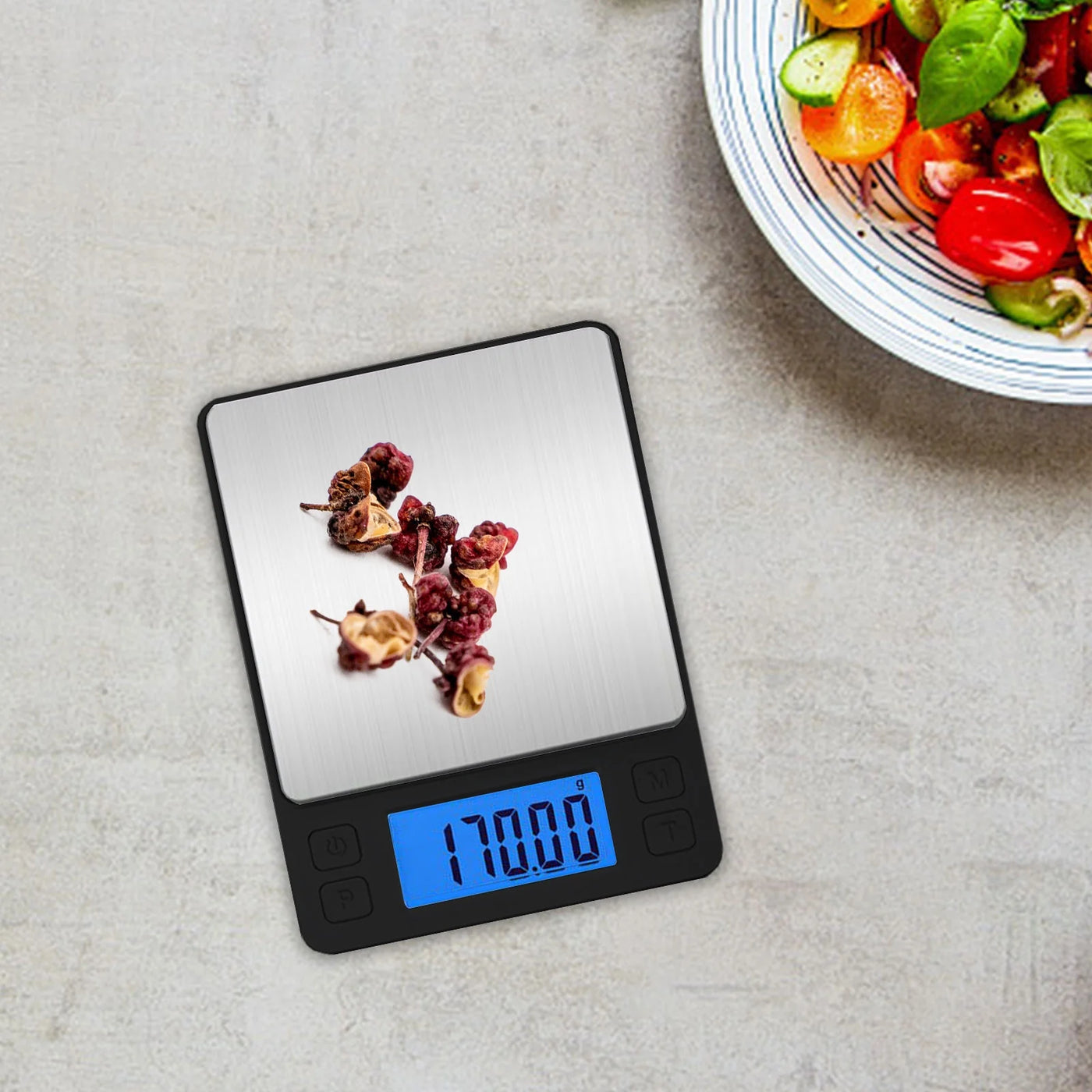 Digital Kitchen Scale | Electronic Food Weighing | Abs Stainless Steel | 6.6lb Max | Grams Ounces Ml | LCD Display | Black | Slim Sensor Model |