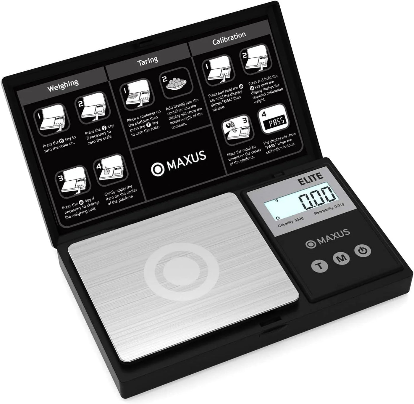 Digital Pocket Gram Scale 500g X 0.01g High Precision with Tray, Weighs Sm Food, Jewelry, Ounces, Grains, LCD Display, Tare Function