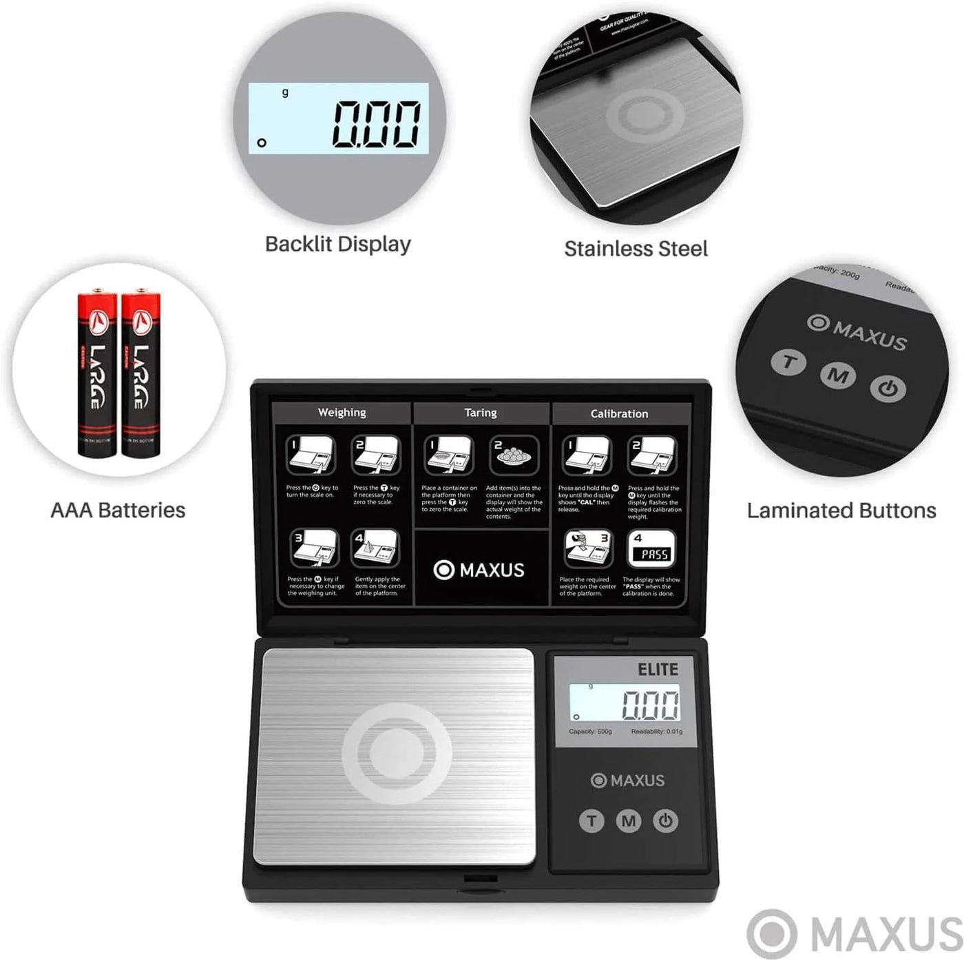 Digital Pocket Gram Scale 500g X 0.01g High Precision with Tray, Weighs Sm Food, Jewelry, Ounces, Grains, LCD Display, Tare Function