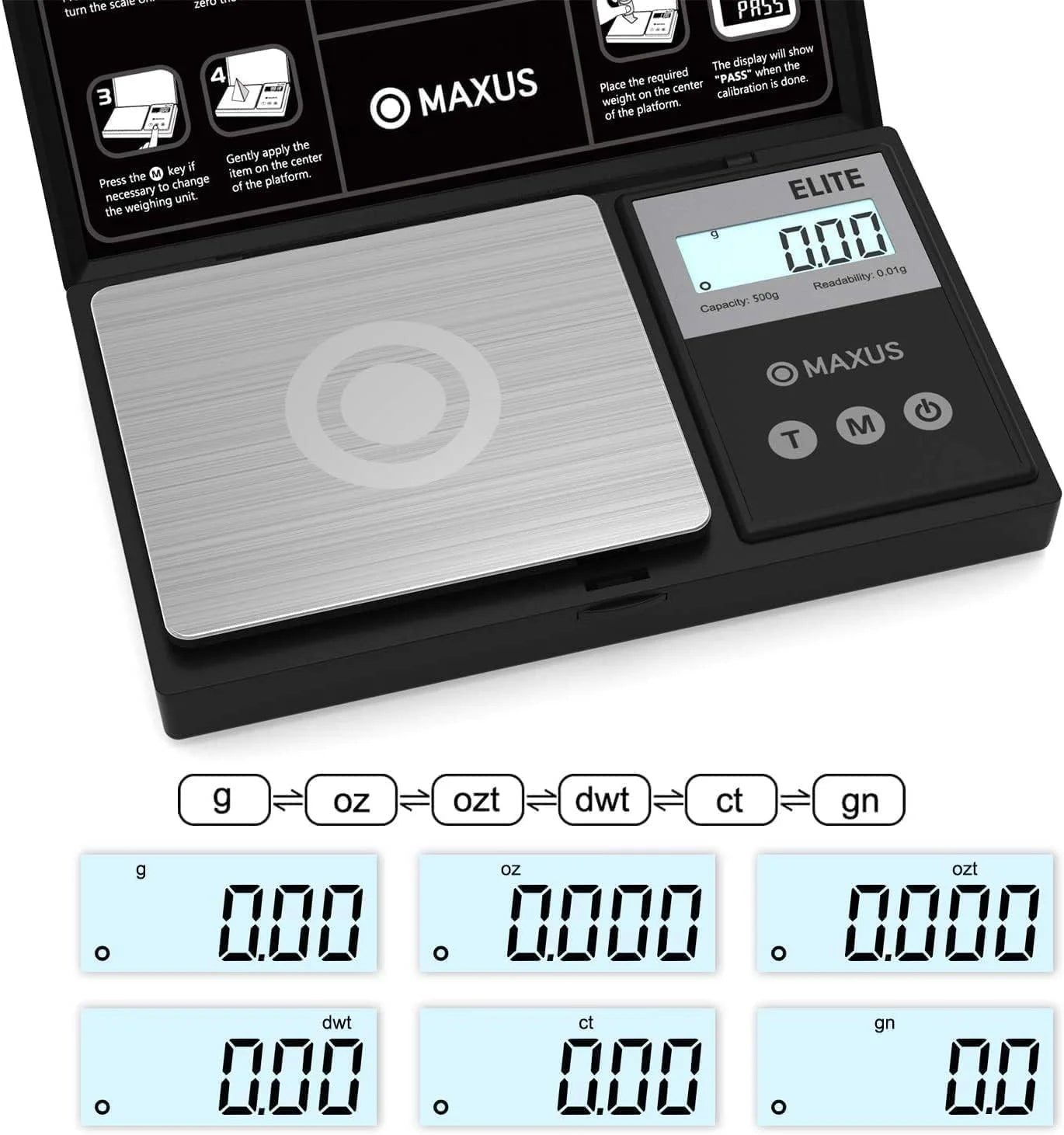 Digital Pocket Gram Scale 500g X 0.01g High Precision with Tray, Weighs Sm Food, Jewelry, Ounces, Grains, LCD Display, Tare Function