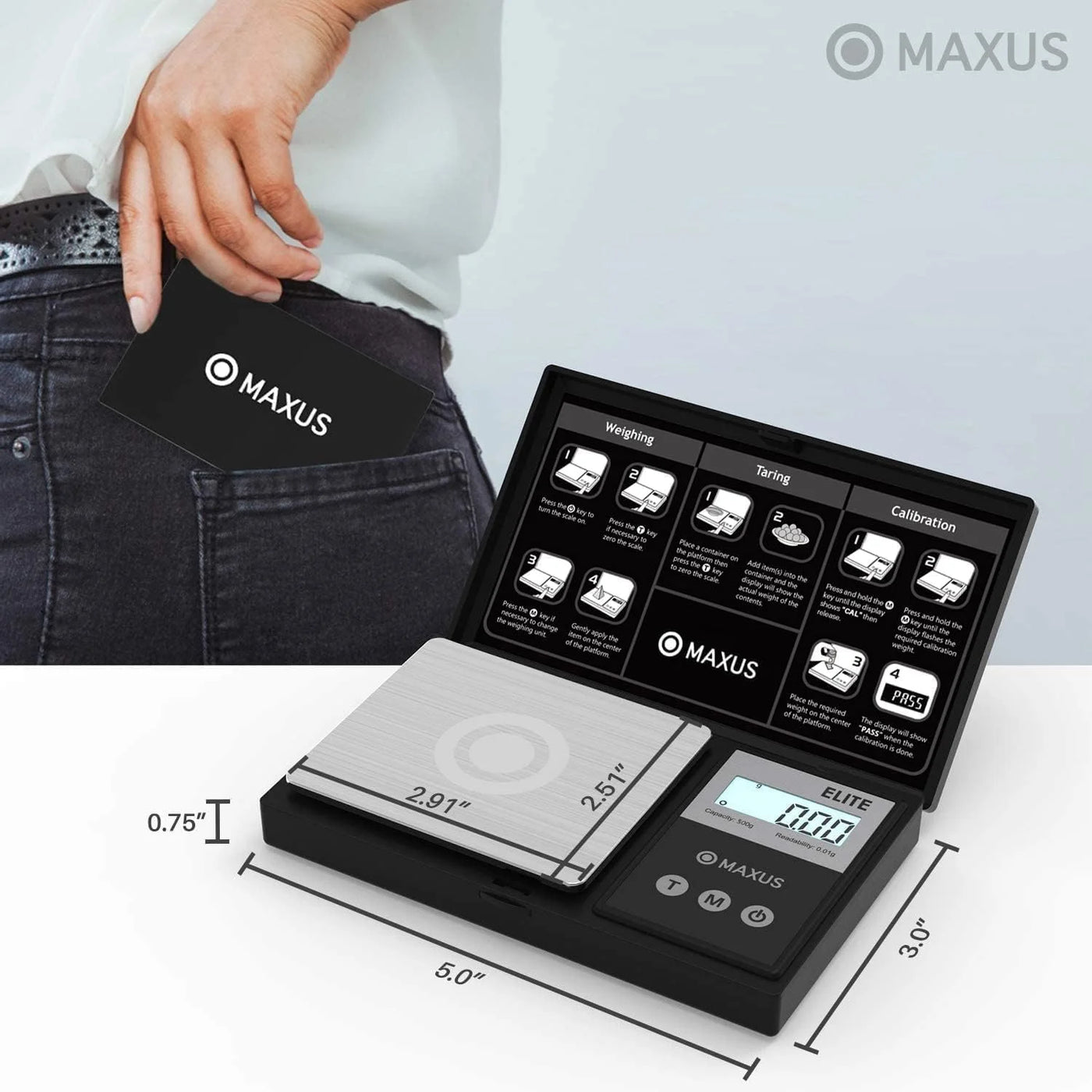 Digital Pocket Gram Scale 500g X 0.01g High Precision with Tray, Weighs Sm Food, Jewelry, Ounces, Grains, LCD Display, Tare Function