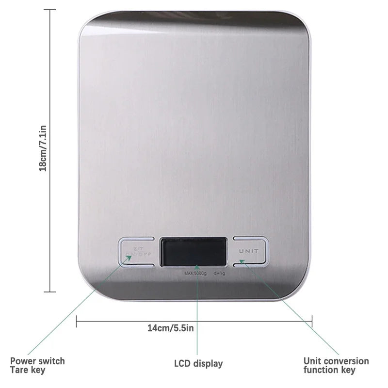 Soul Creat Kitchen Digital Food Scale 11 Lb with LCD Display for Baking Cooking Meal Prep, for Accurate Kitchen, Food and Portion Weighing