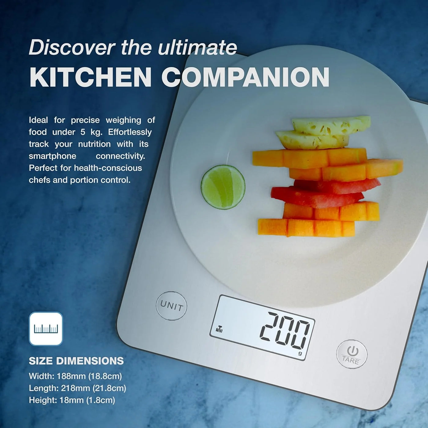 Digital Food Kitchen Scale with Smart App Â Large Kitchen Scale with 201 Stainless Steel Surface 5 Unit Conversions Â Digital Kitchen Scale App to