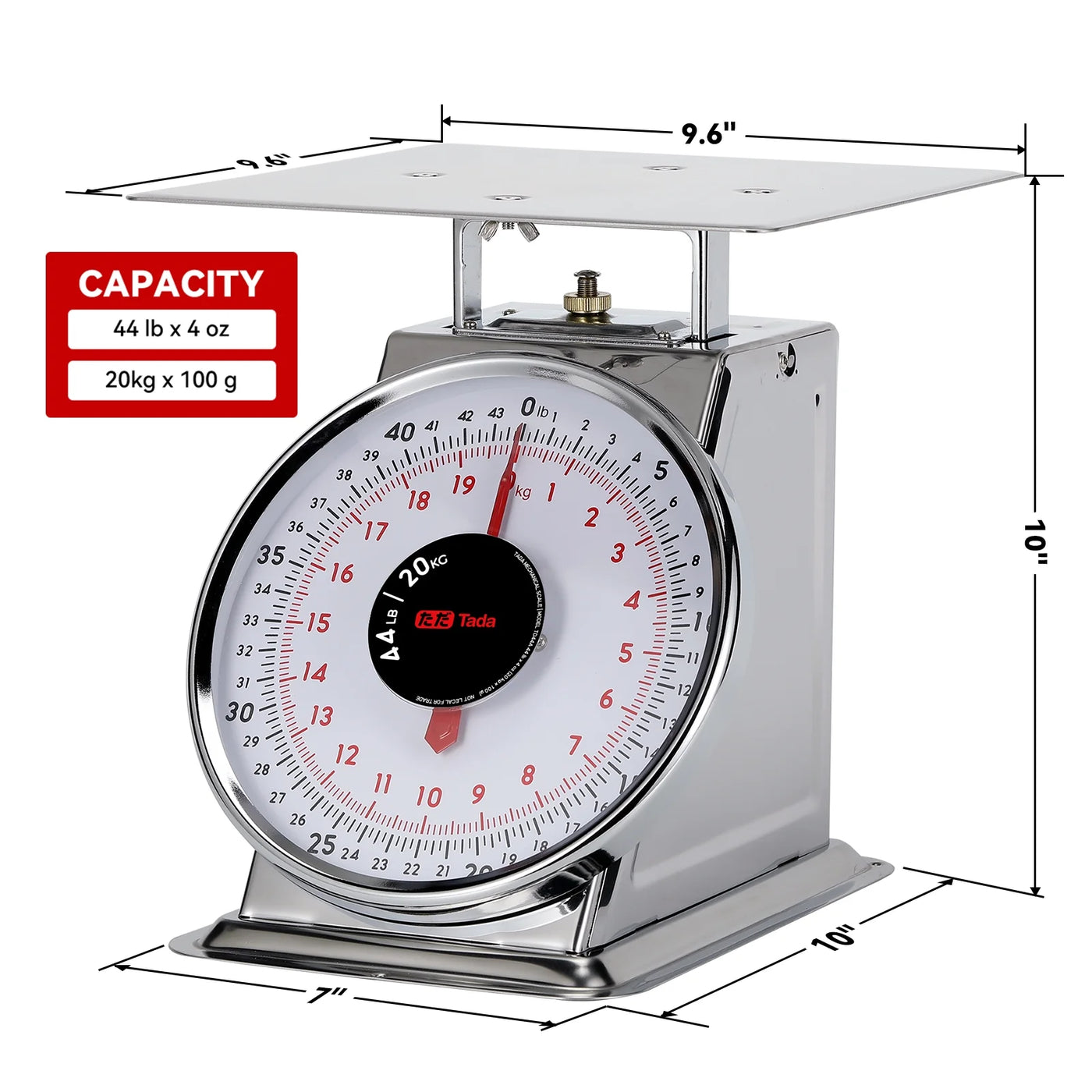 44lb Stainless Steel Mechanical Kitchen and Food Scale Produce Meat Scale with Stainless Steel Platform Silver