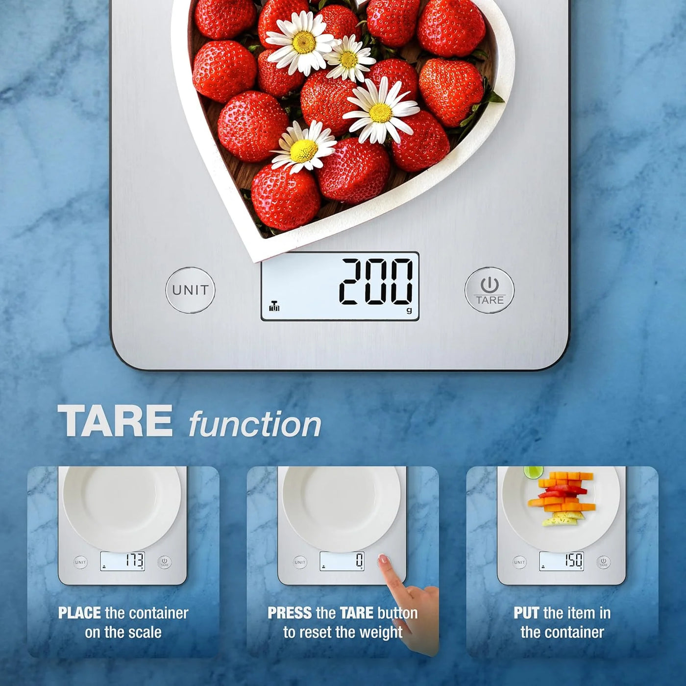 Digital Food Kitchen Scale with Smart App Â Large Kitchen Scale with 201 Stainless Steel Surface 5 Unit Conversions Â Digital Kitchen Scale App to