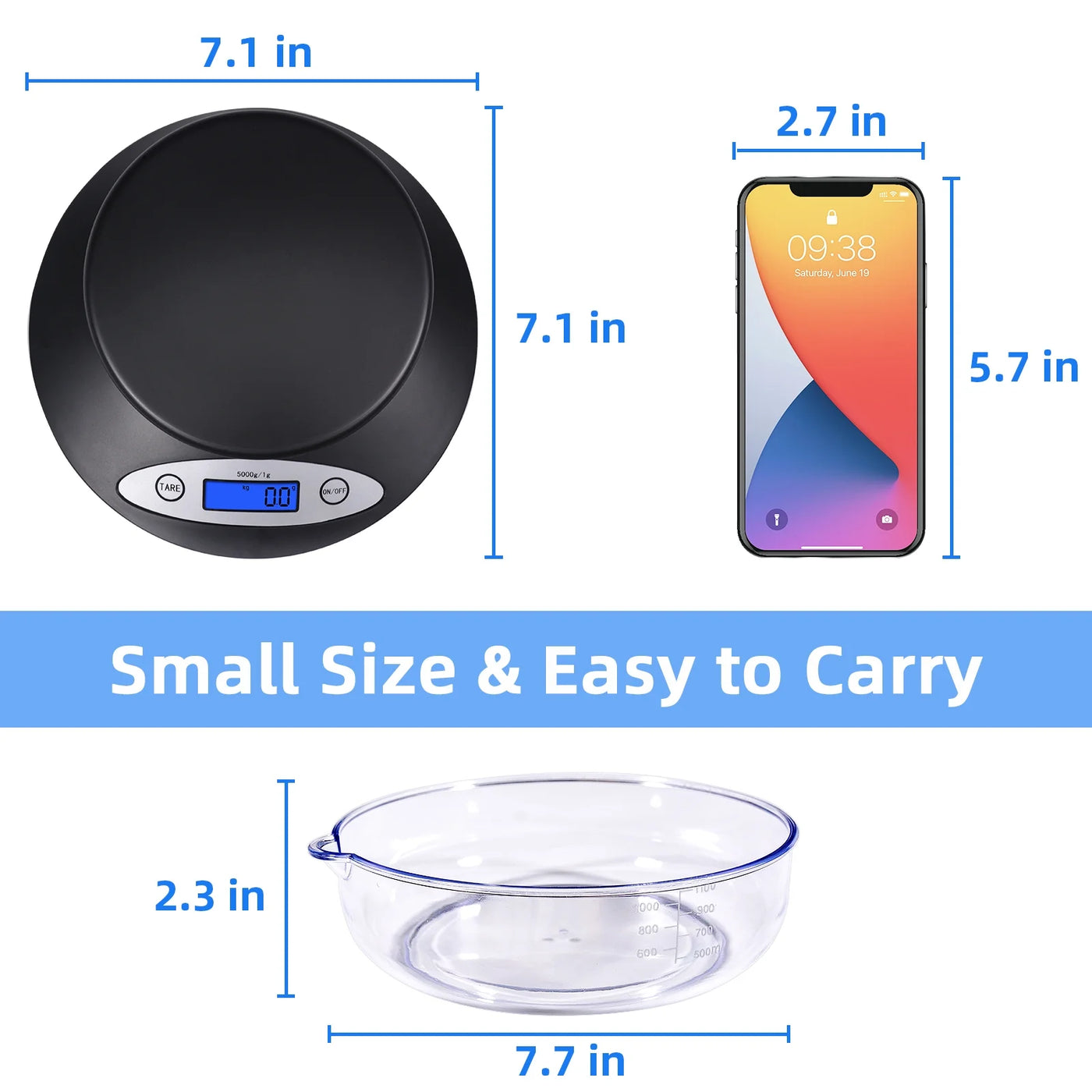 Digital Kitchen Scale Electric High Precision Backlit LCD Display, for Accurate Kitchen, Food and Portion Weighing