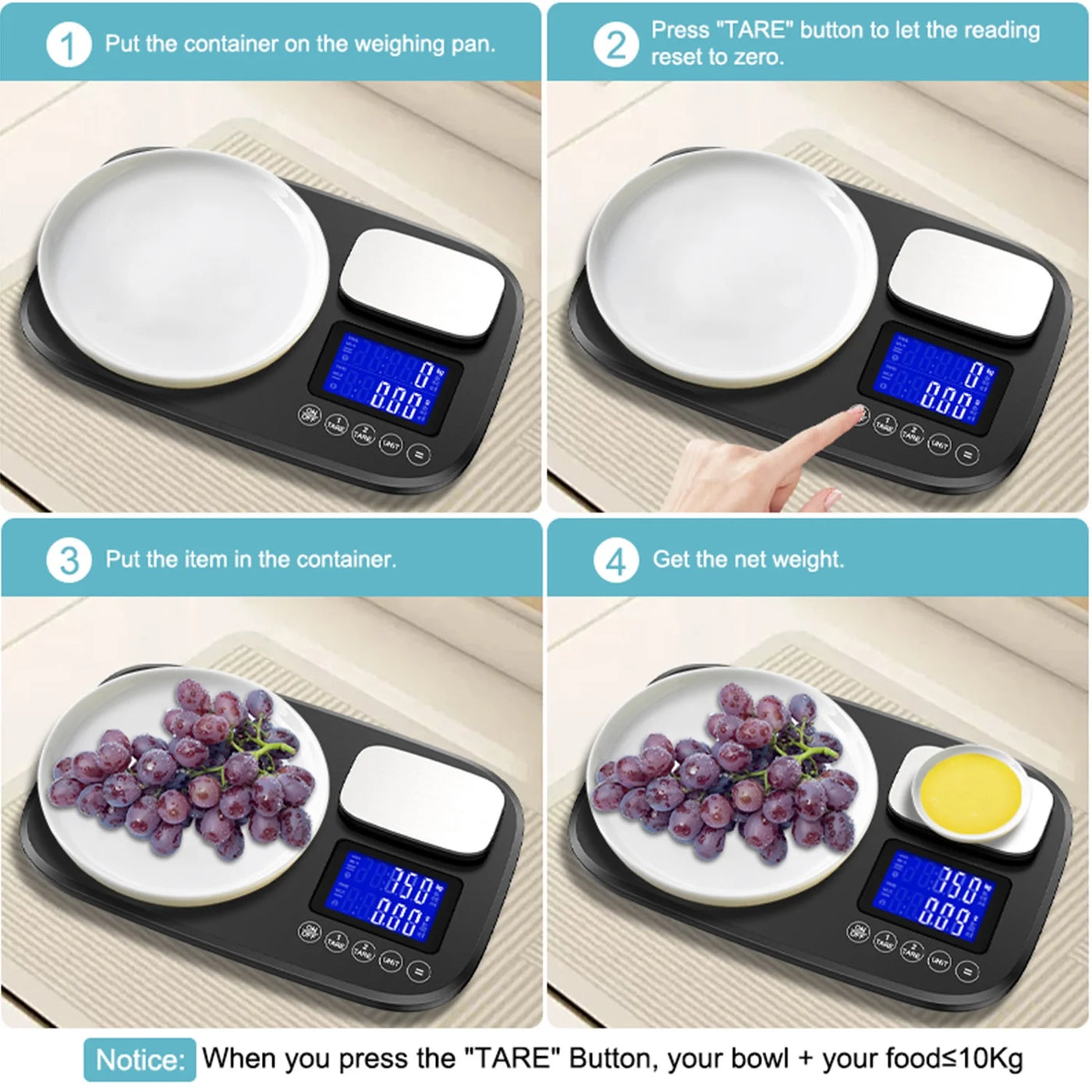 Dual Platform Food Scales for Kitchen, 0.01g/1kg and 1g/10kg Digital Food Scale Grams and Ounces, Dual Accuracy Baking Scale for Sourdough Bread