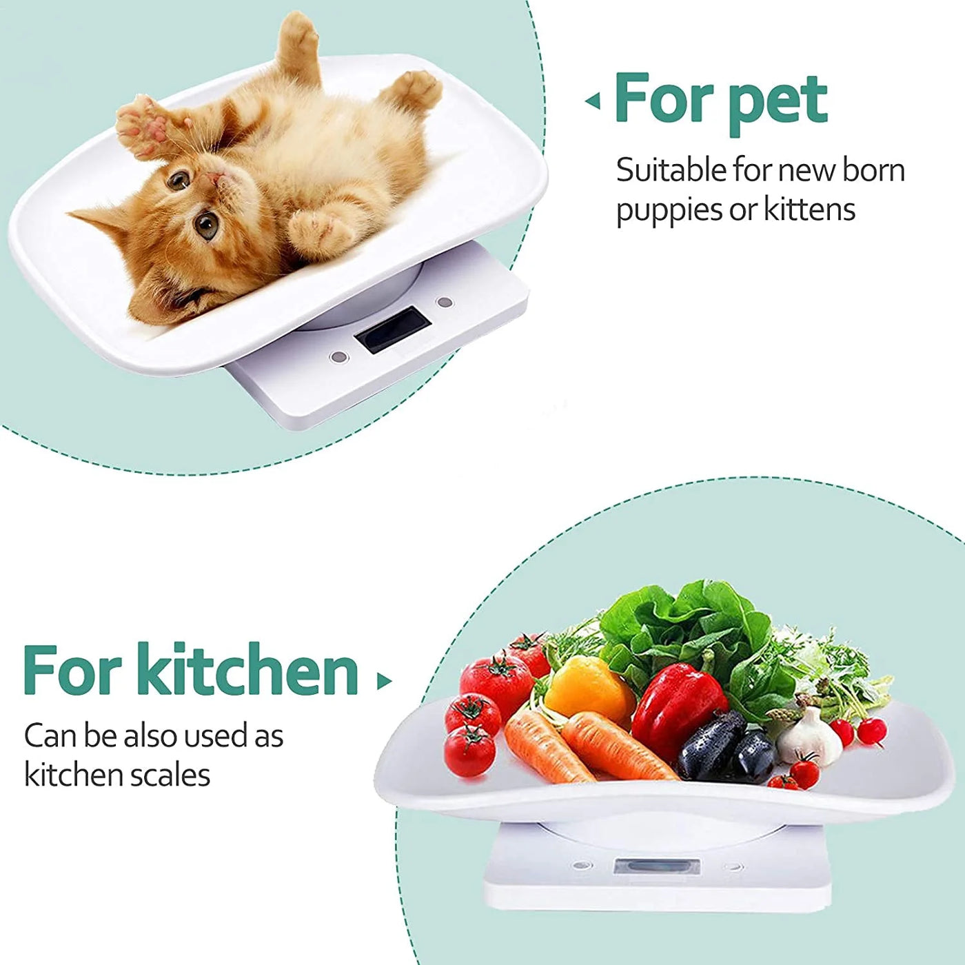 Ideal for Weighing Cats and Smaller Dogs, Portable and Convenient Digital Scale with Auto Shut Off for Pets and Kitchen