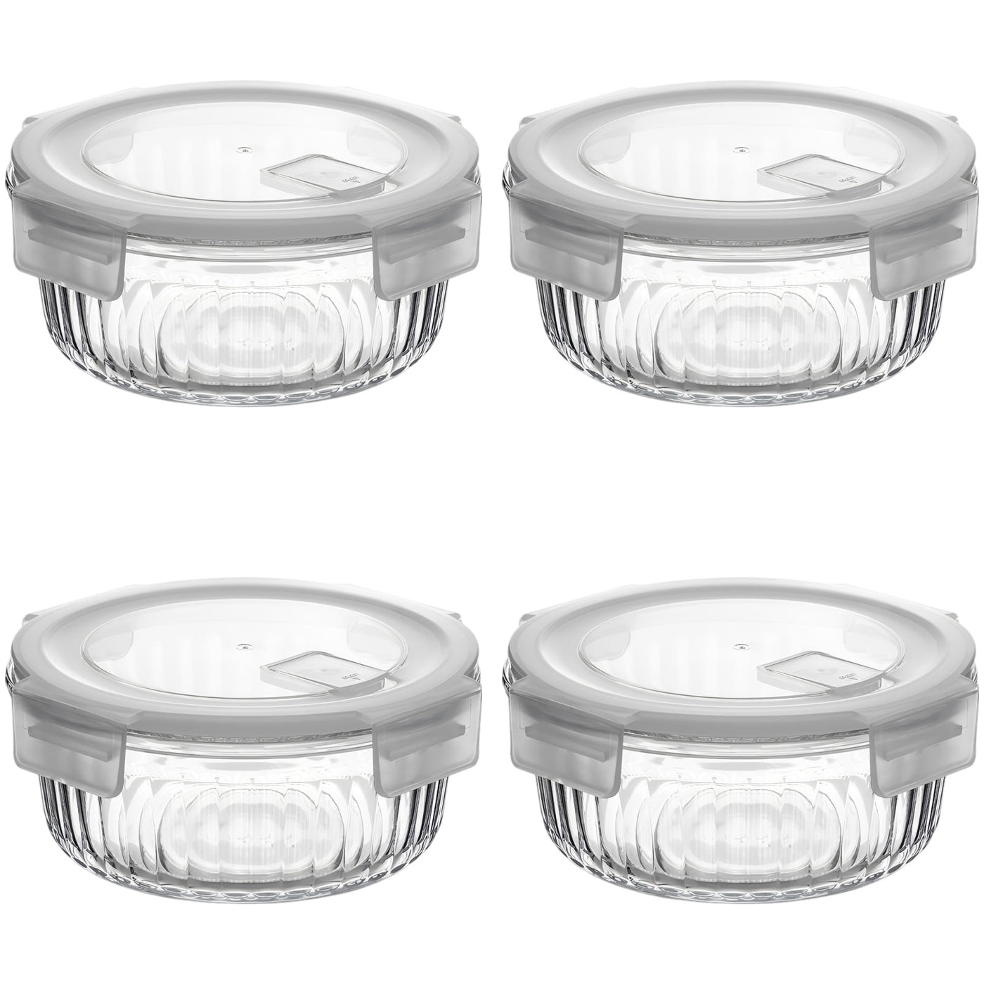 4-Piece Glass Lunch Box Set, Leakproof Borosilicate Food Storage Containers, Stackable, 14.2 Fl Oz 5.12 X 2.09 in