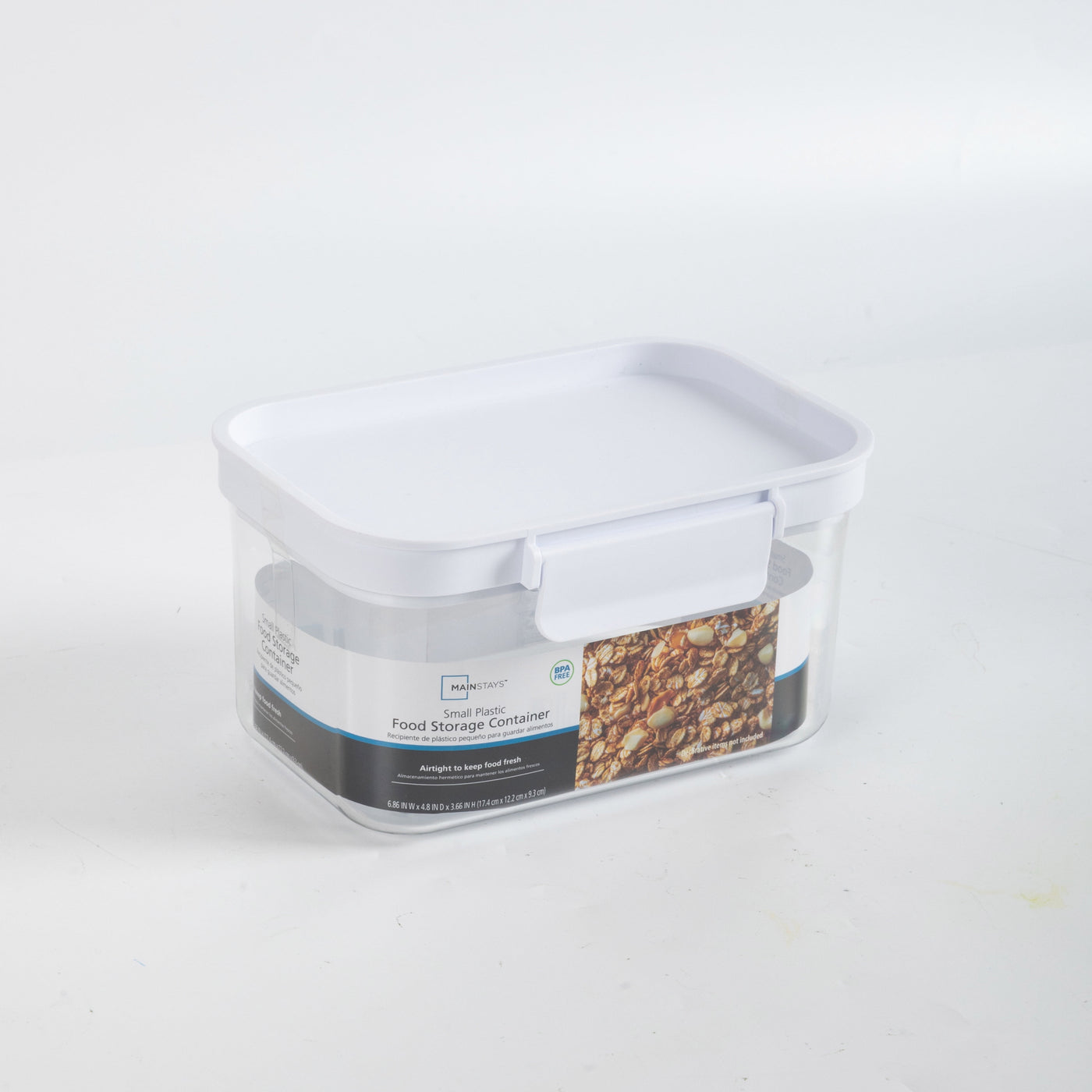 Small Rectangular Plastic Pantry Food Storage Container with Lid, Kitchen Dry Food Storage Canister Organizer, 6.9" W X 4.8" D X 3.7" H