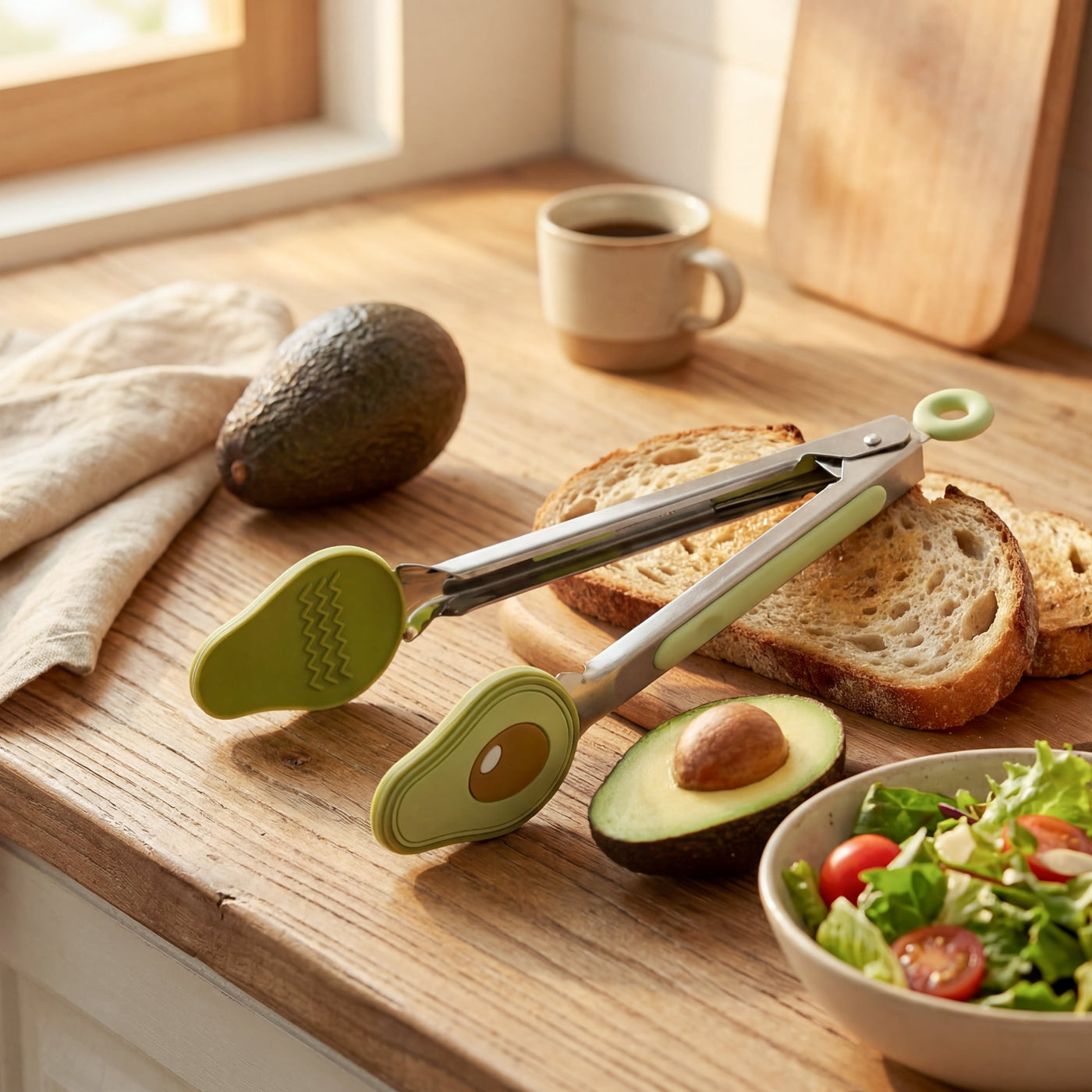 Cook with Color Mini Silicone Tongs, Stainless Steel Heat-resistant Food Tongs for Appetizers, Avocado
