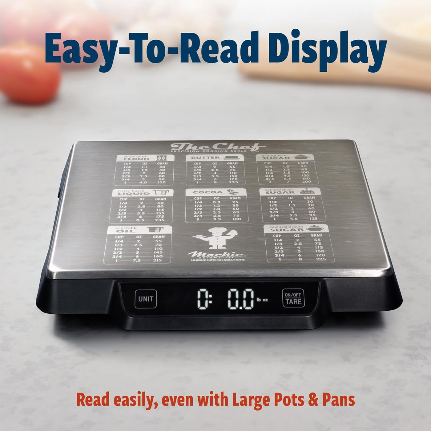 Industrial Full Size Durable Restaurant Quality Food Kitchen Digital Scale for Baking Cooking Meal Prep 33lb / 1g Increments. Easily Read w/Oversized