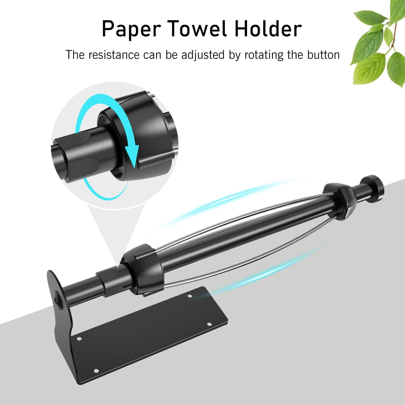 Stainless Steel Single Hand Operable Easy Tear Wall Mount Under Cabinet Paper Towel Holder, Black, for Drying Dishes