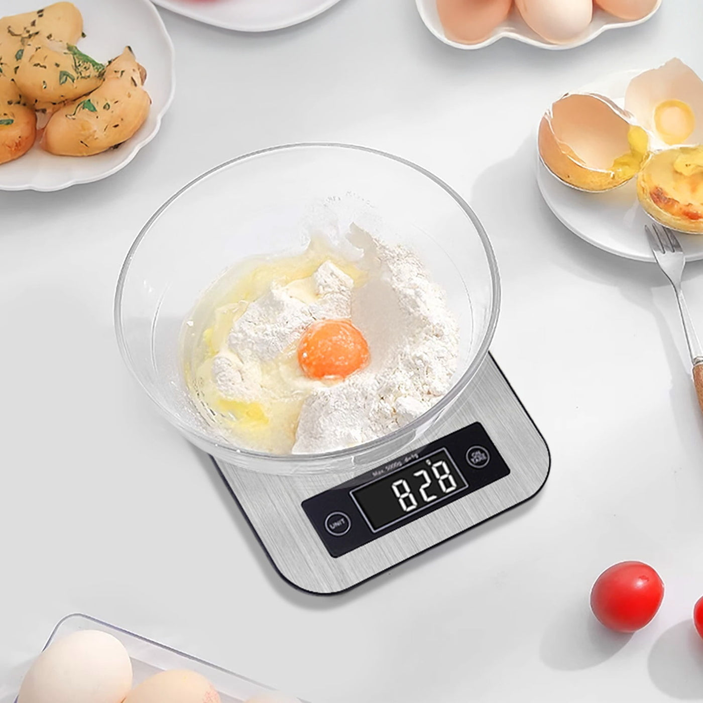 Digital Kitchen Scale with App, Bluetooth Smart Food Weight Scale, Stainless Steel, Metal, 11lbs/5kg
