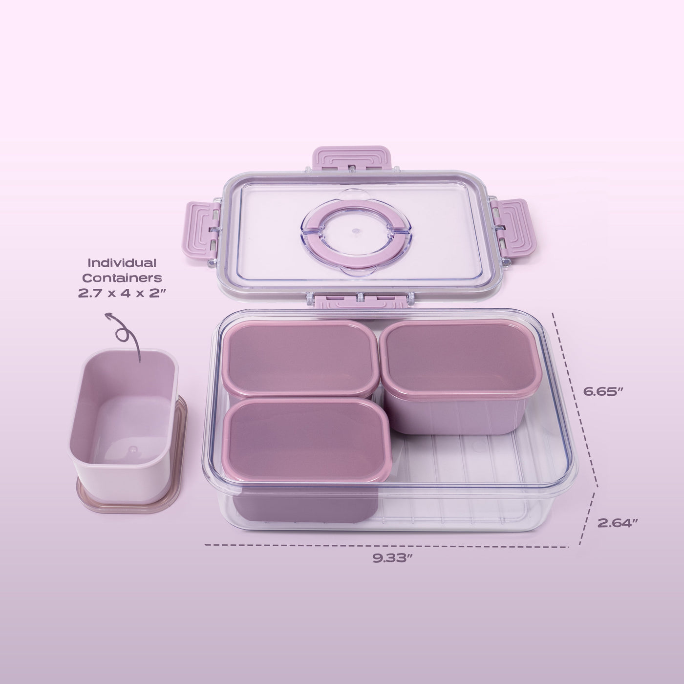 (2-pack) Cook with Color Purple Portable 4-Compartment Snack Food Storage Container, Portable and Dishwasher Safe with Ice Packs